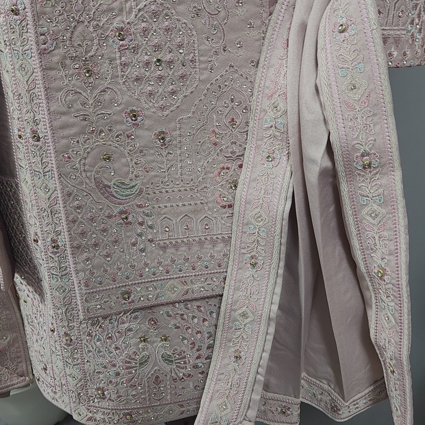 Dusty Rose Gold Wedding Groom Sherwani - 2 layer Diamond Studded | Sherwani For Men