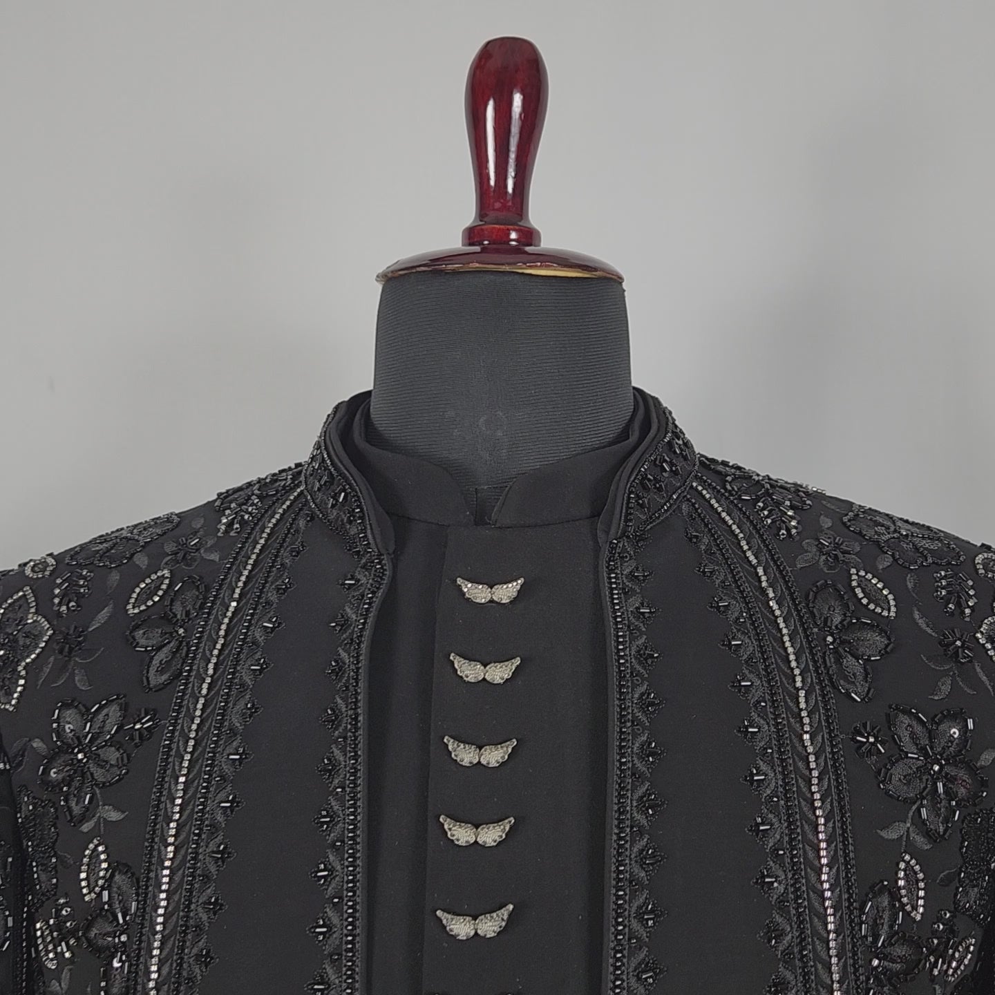 Black Indo-Western Sherwani for Men | Indian Groom Wedding Outfit