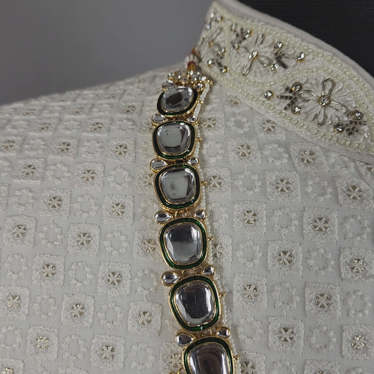 Emerald Kundan Necklace Groom | Wedding Mala For Sherwani