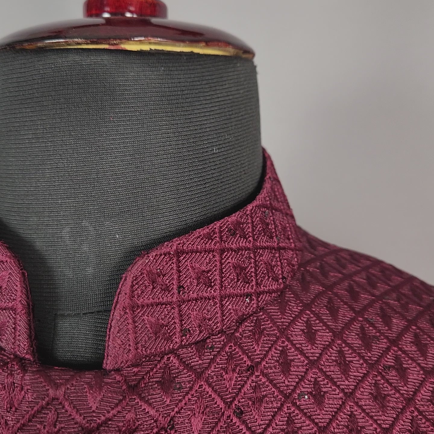 Red nehru jacket for men - Indian ethnic waistcoat ideal for weddings, festive events, and traditional functions

