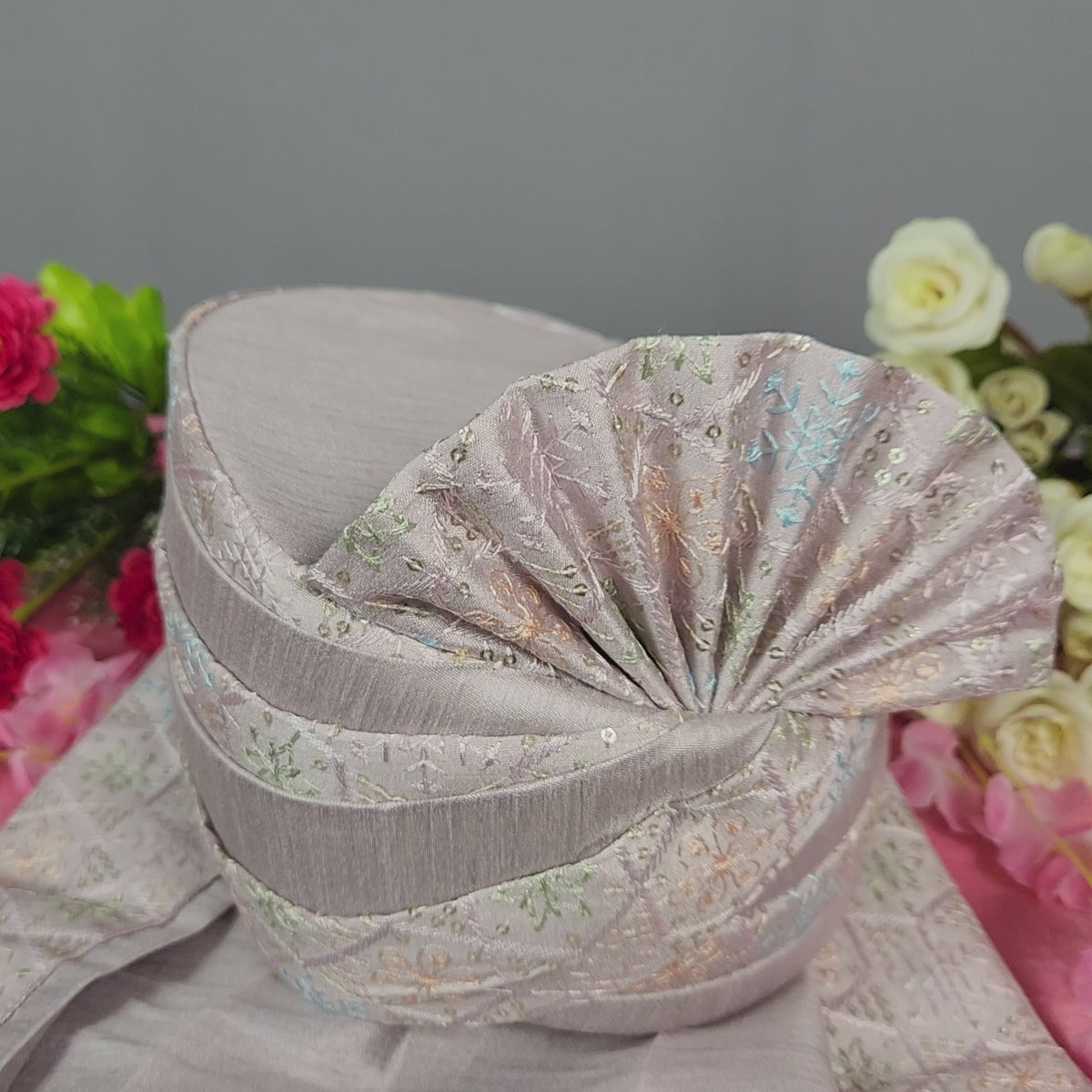 Lavender Groom Shawl - Multi Color Embroidery Sequin Stole