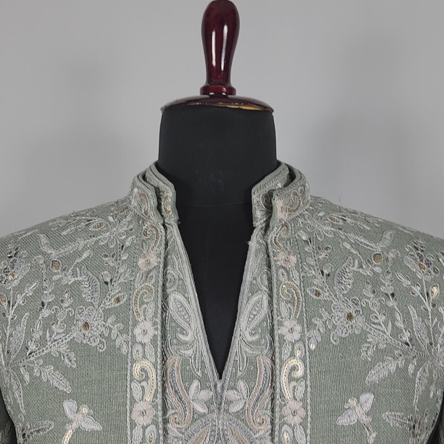 Sage Green Indo-Western Sherwani for Men | Indian Groom Wedding Outfit
