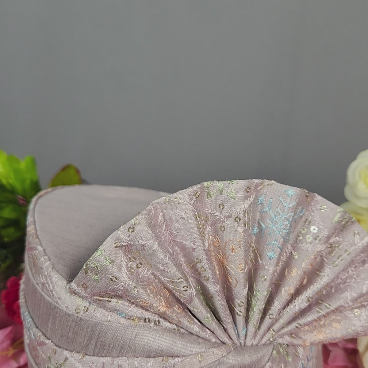 Lavender Groom Turban With Multi Color Embroidery | Indian Wedding Safa