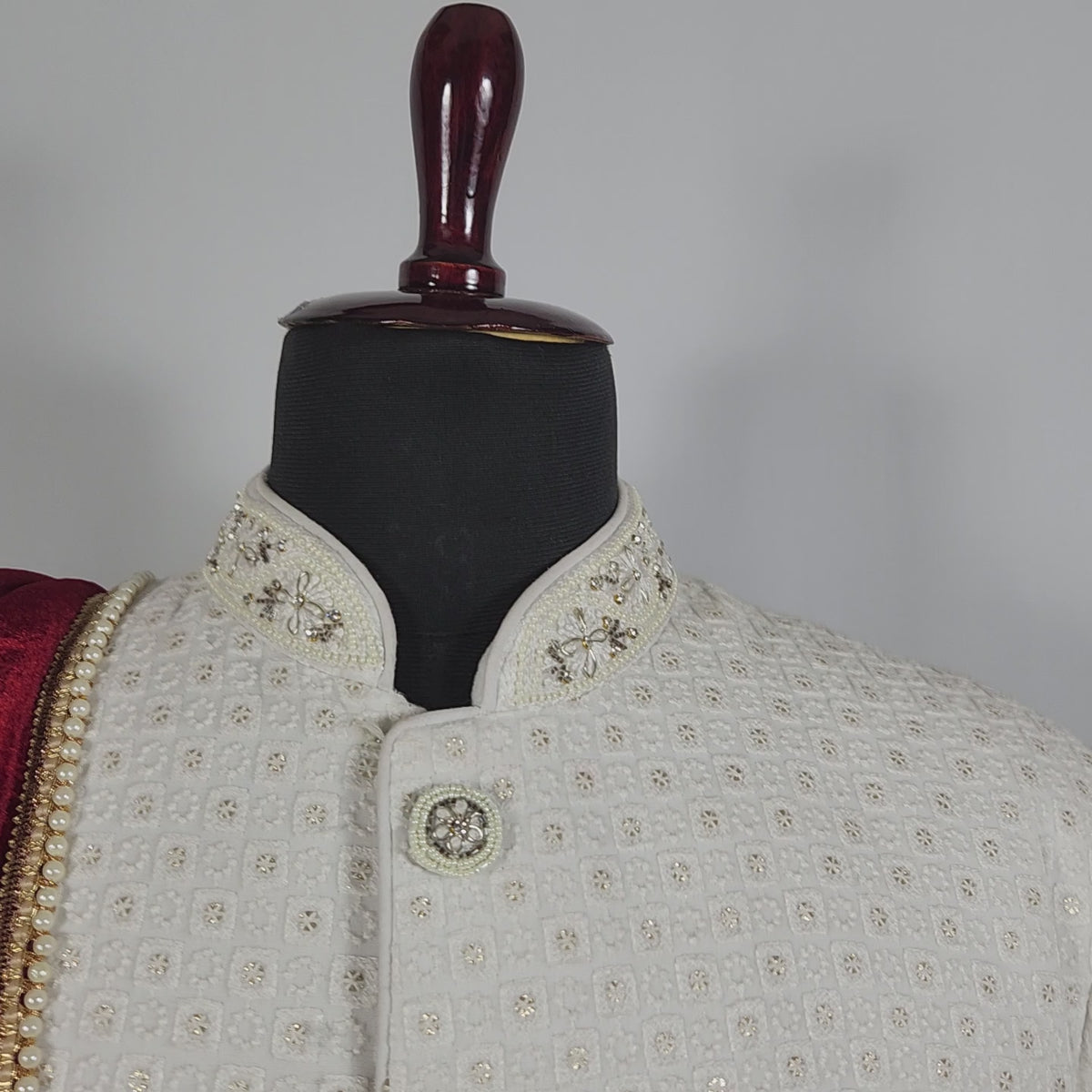 Red Groom Shawl - Golden Border | Stole For Men