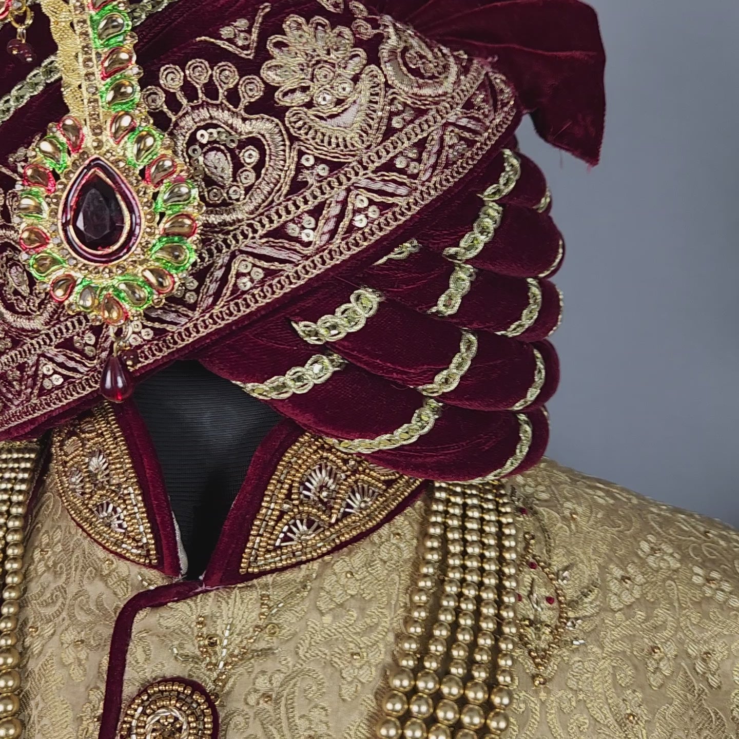 Golden Sherwani for Groom  -   Indian Wedding Outfit for Men
