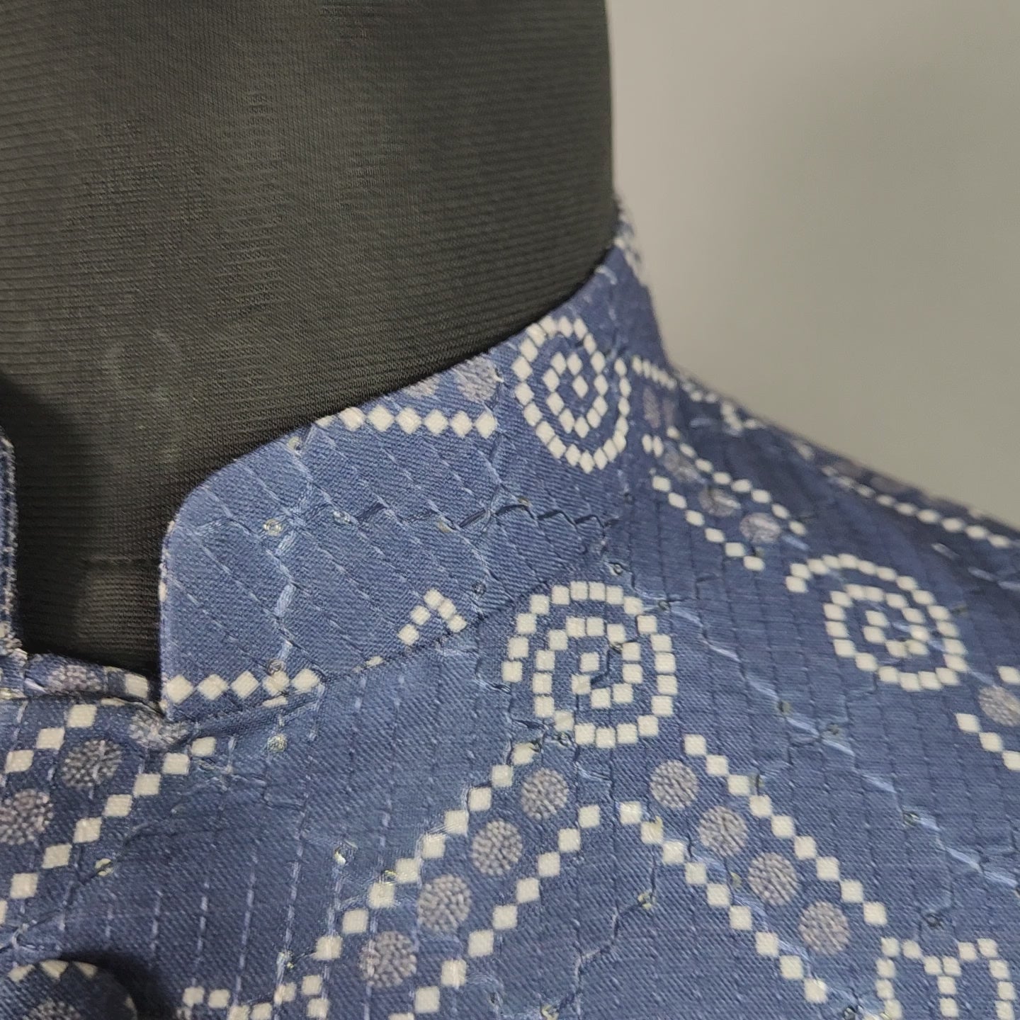 blue printed nehru jacket for men - Indian ethnic waistcoat ideal for weddings, festive events, and traditional functions
