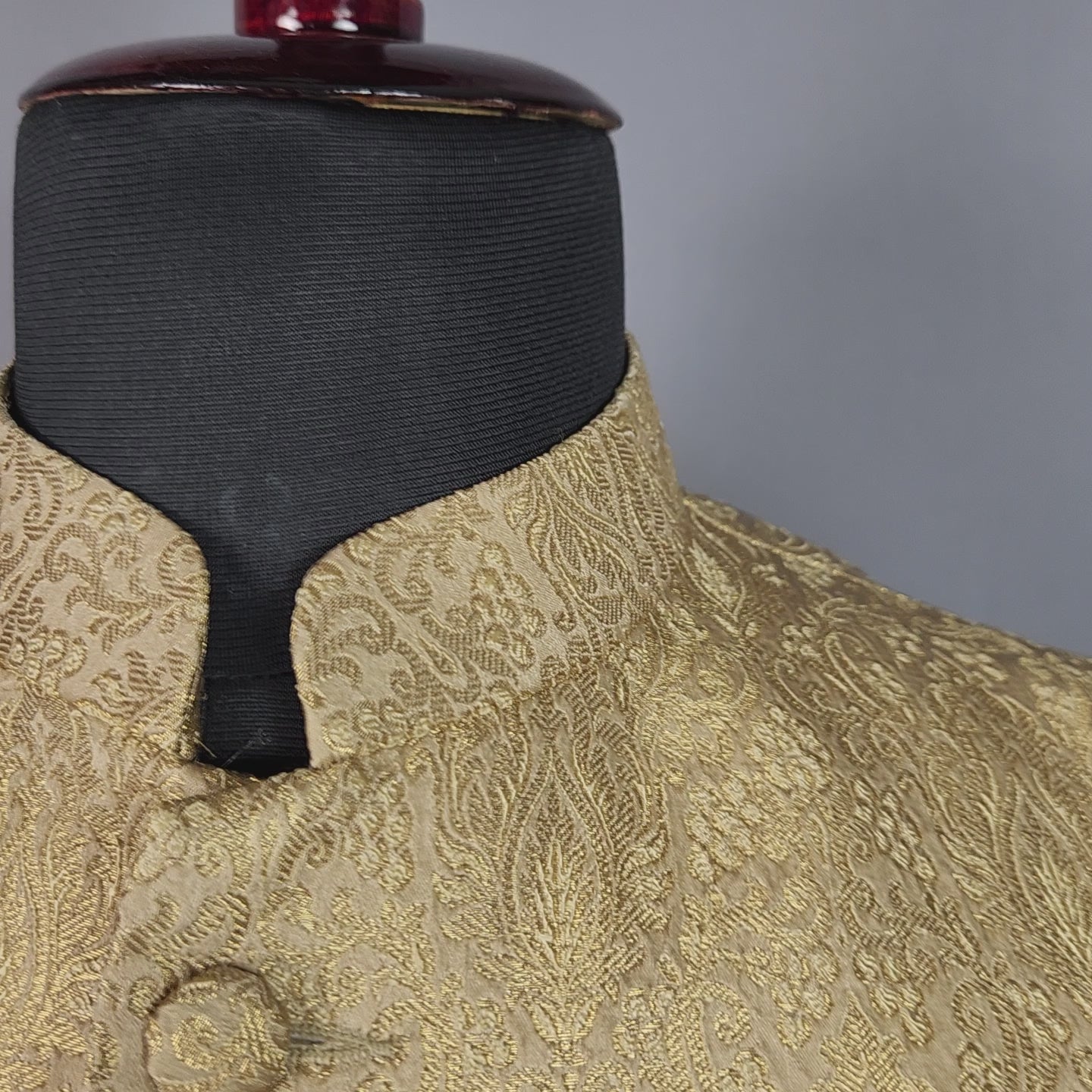 Golden nehru jacket for men - Indian ethnic waistcoat ideal for weddings, festive events, and traditional functions
