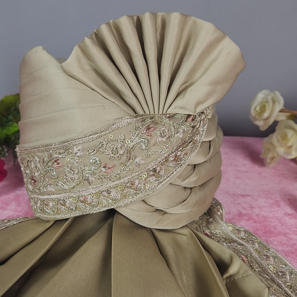 Copper Golden Groom Turban Shawl | Dupatta Safa Set For Men