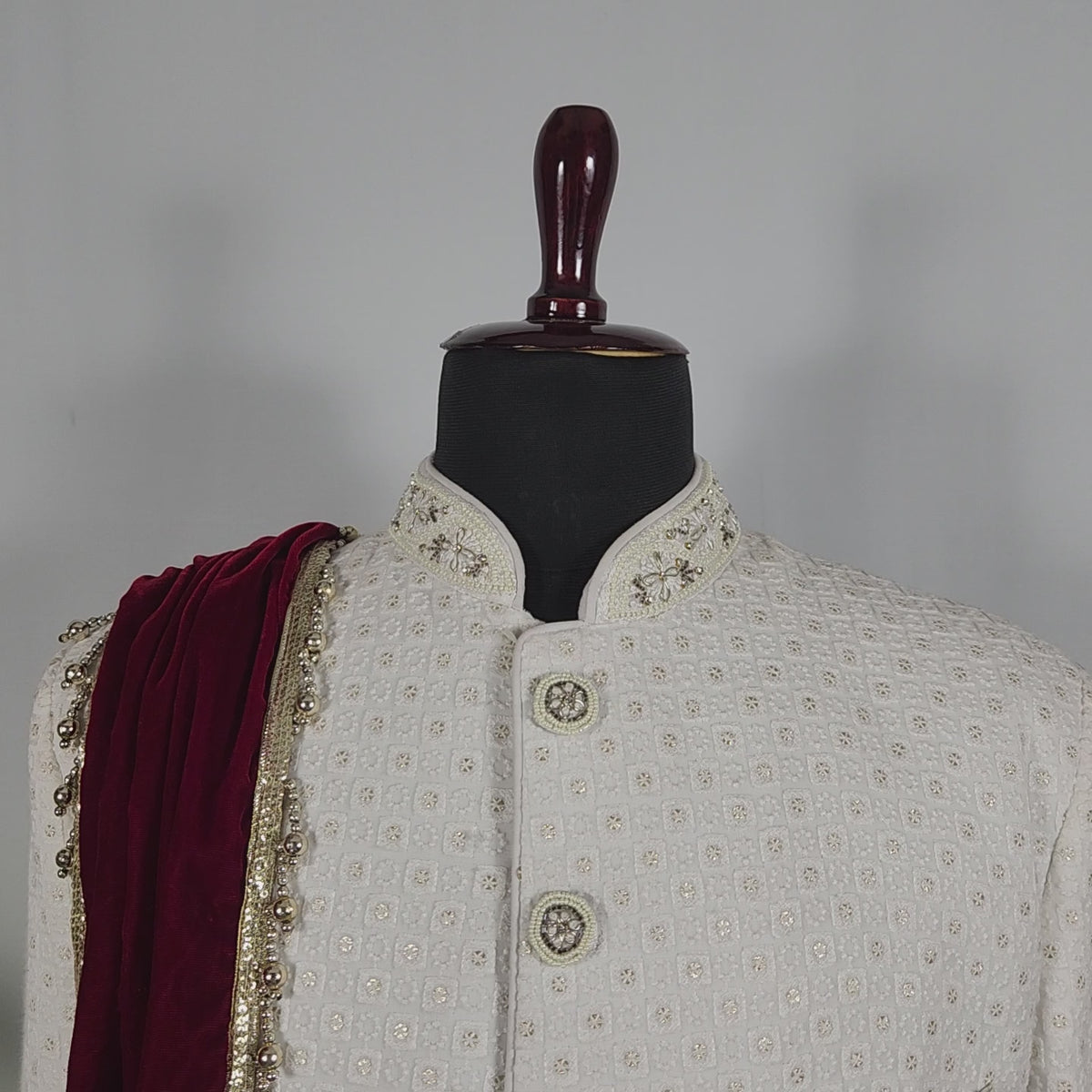 Red Groom Shawl - Golden Embroidery | Shawl For Men