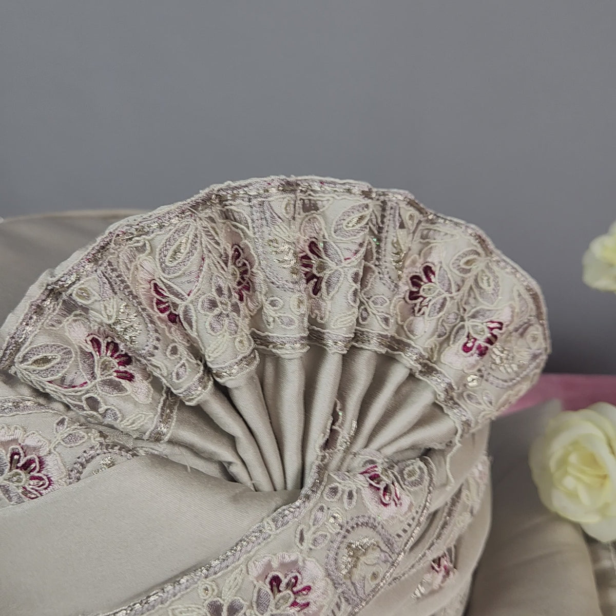 Lavender Groom Turban Shawl Set With Red Touch Up | Dupatta Safa Set For Men