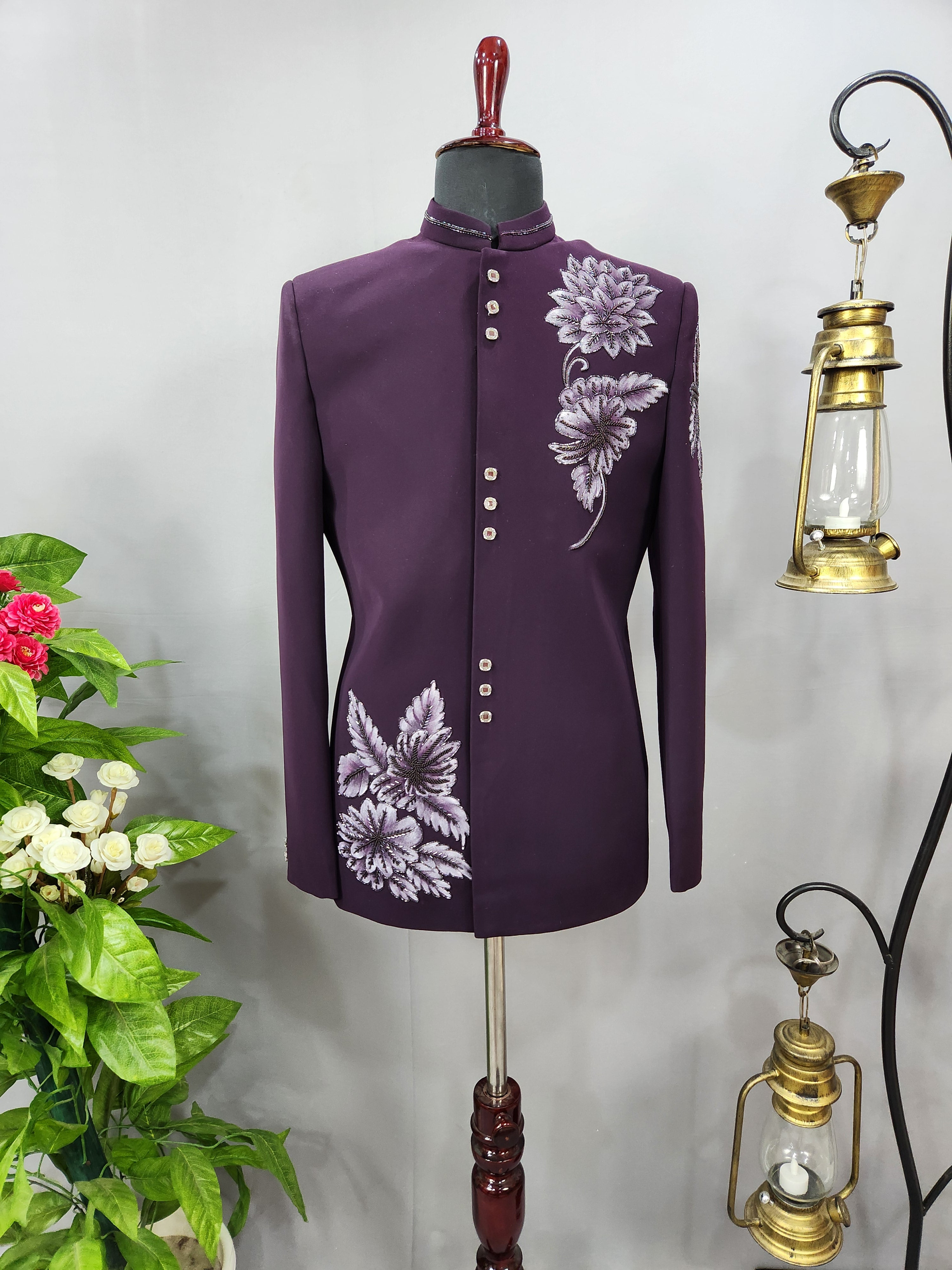 Purple Jodhpuri Suit for Wedding – Custom Made | Indian Groom Outfit