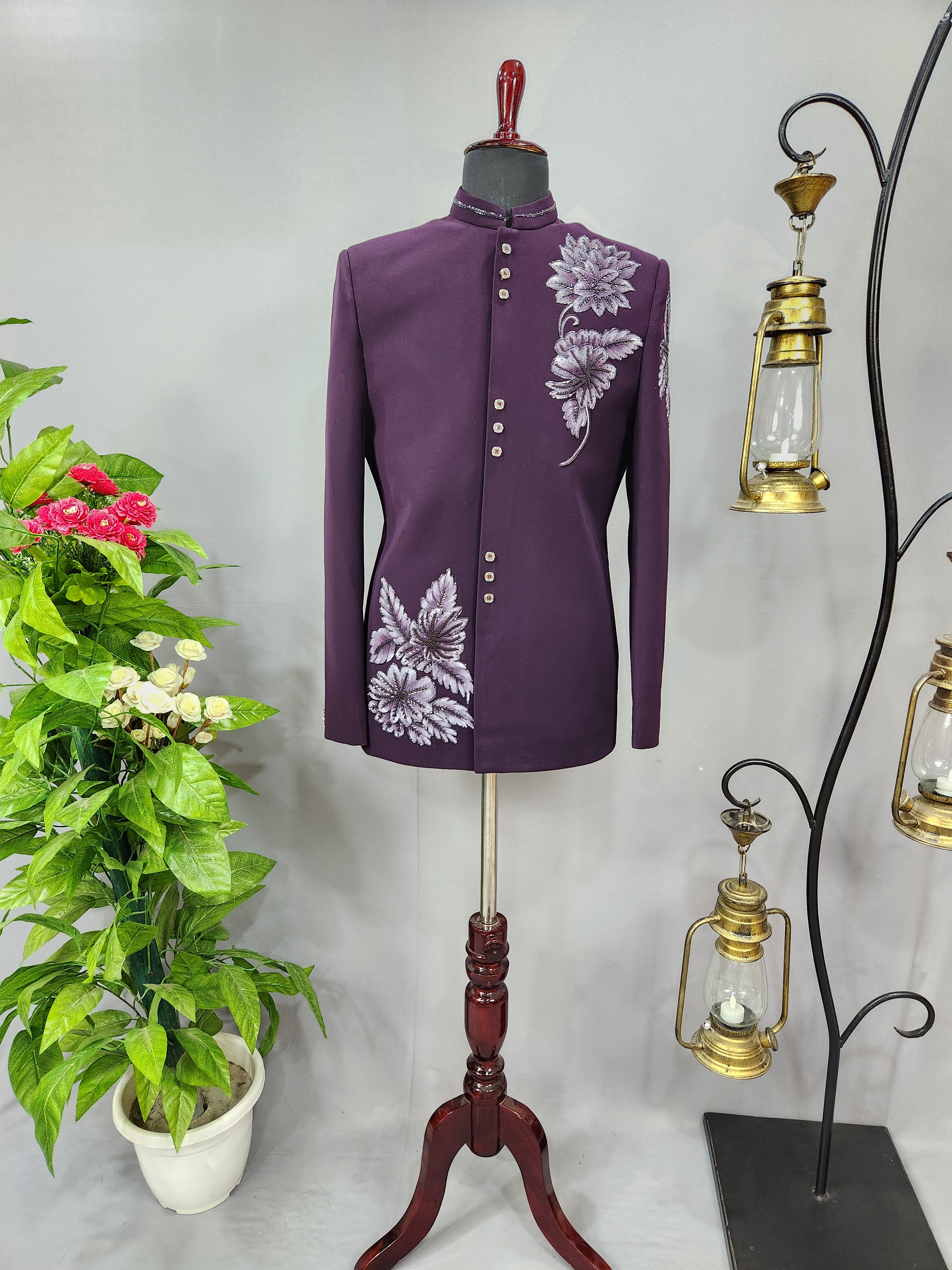 Purple Jodhpuri Suit for Wedding – Custom Made | Indian Groom Outfit