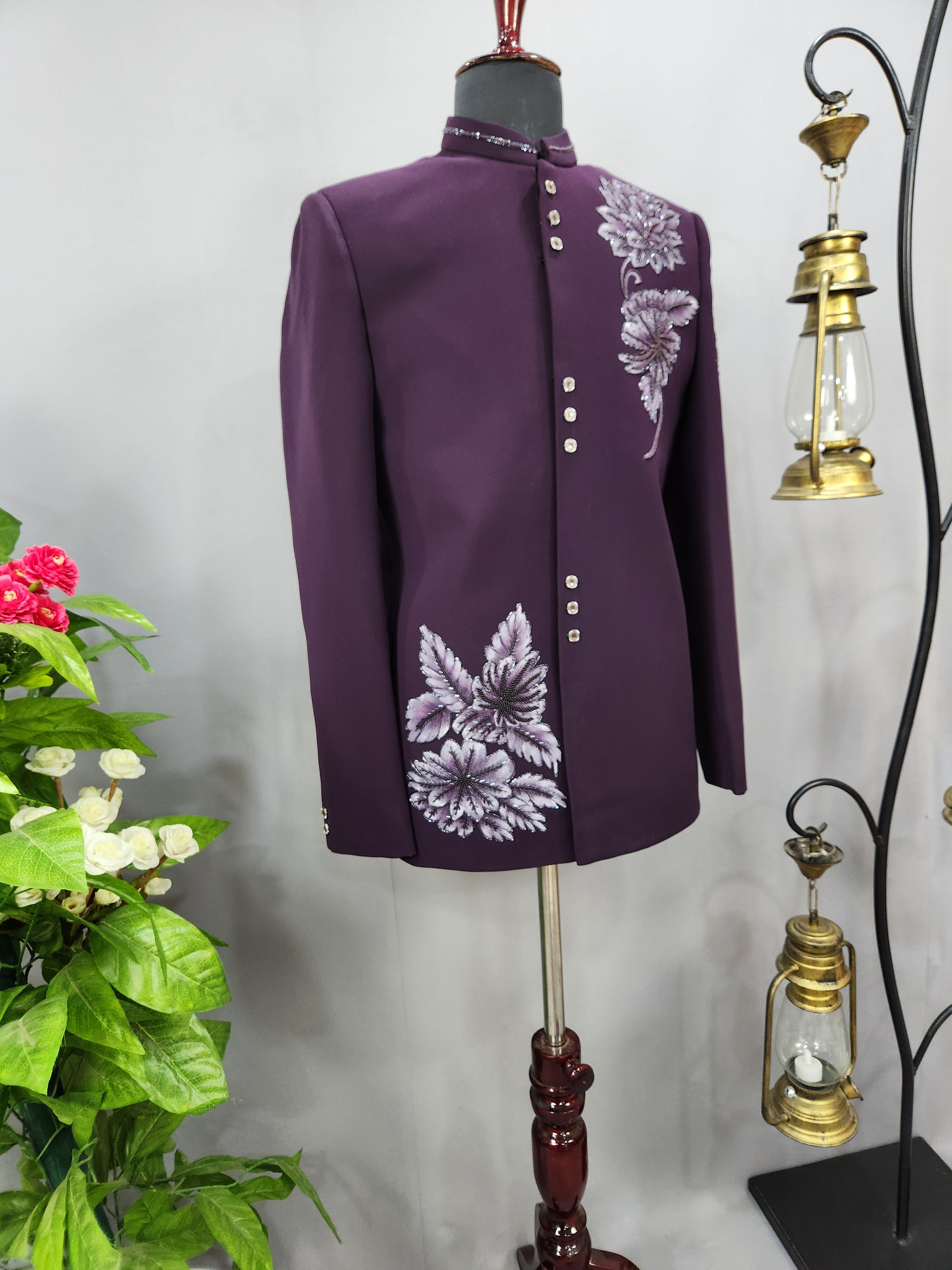 Purple Jodhpuri Suit for Wedding – Custom Made | Indian Groom Outfit