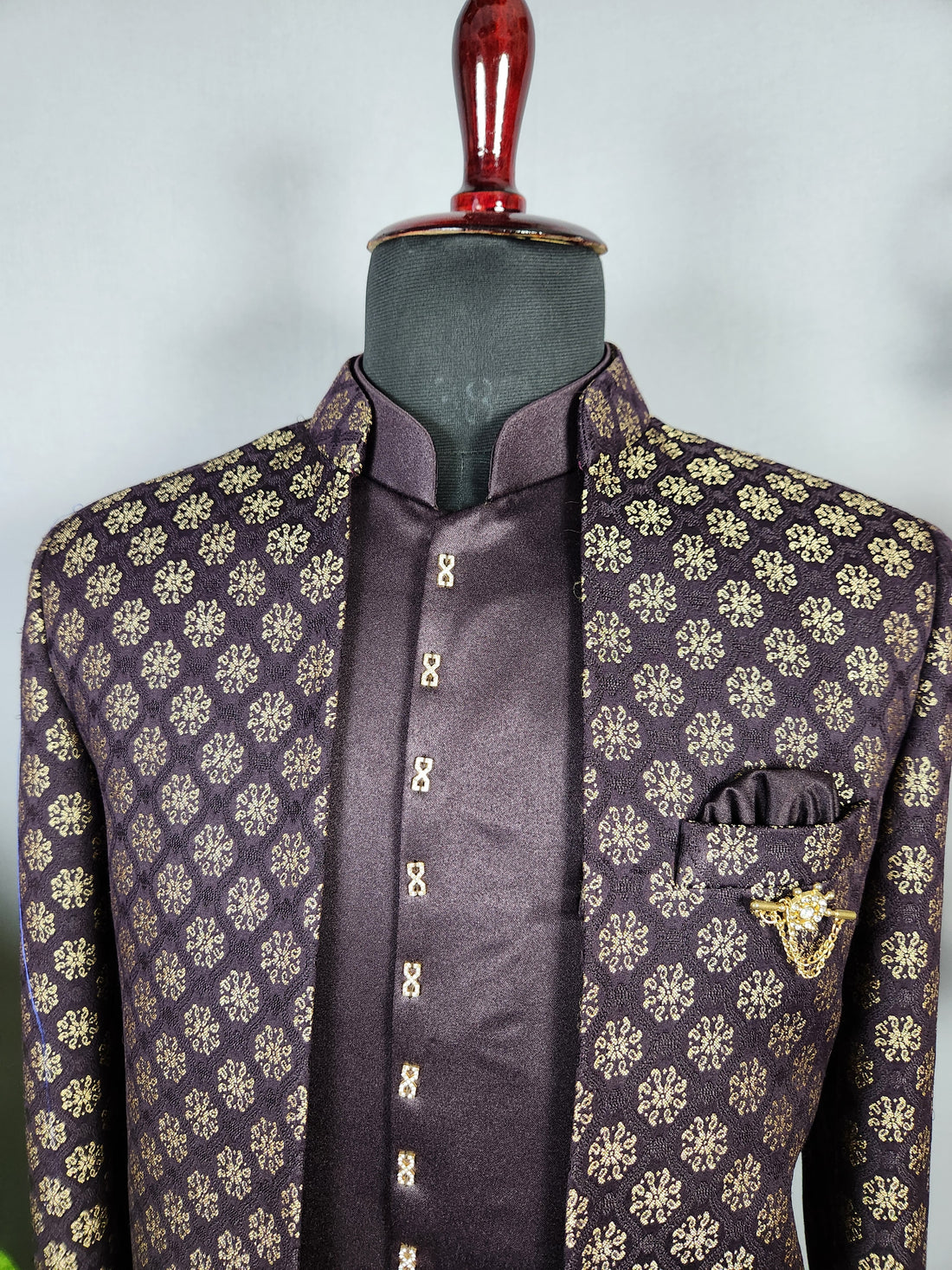  Purple Indo-Western Sherwani for Groom  -   Indian Wedding Outfit for Men