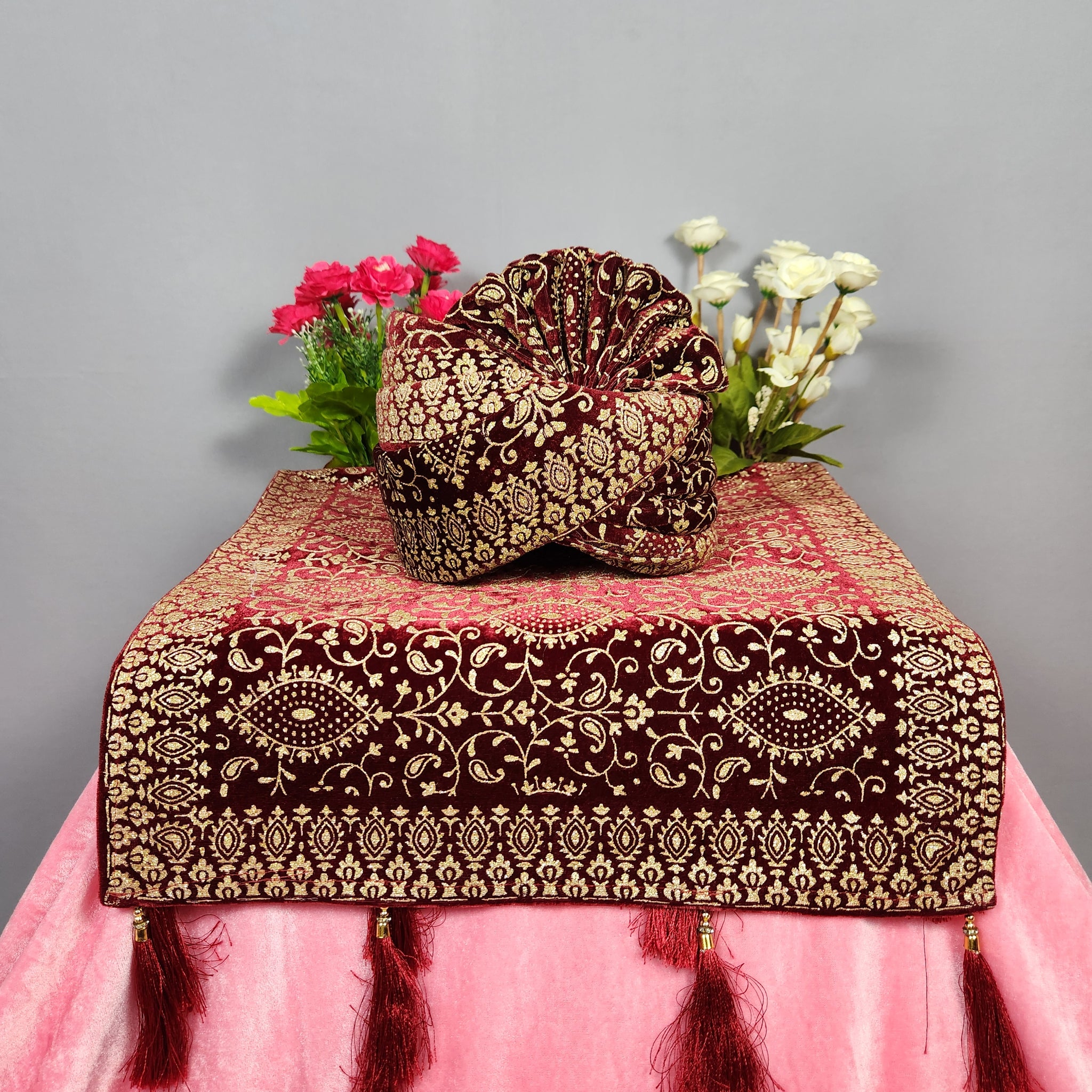 Red Groom Turban Shawl  Set