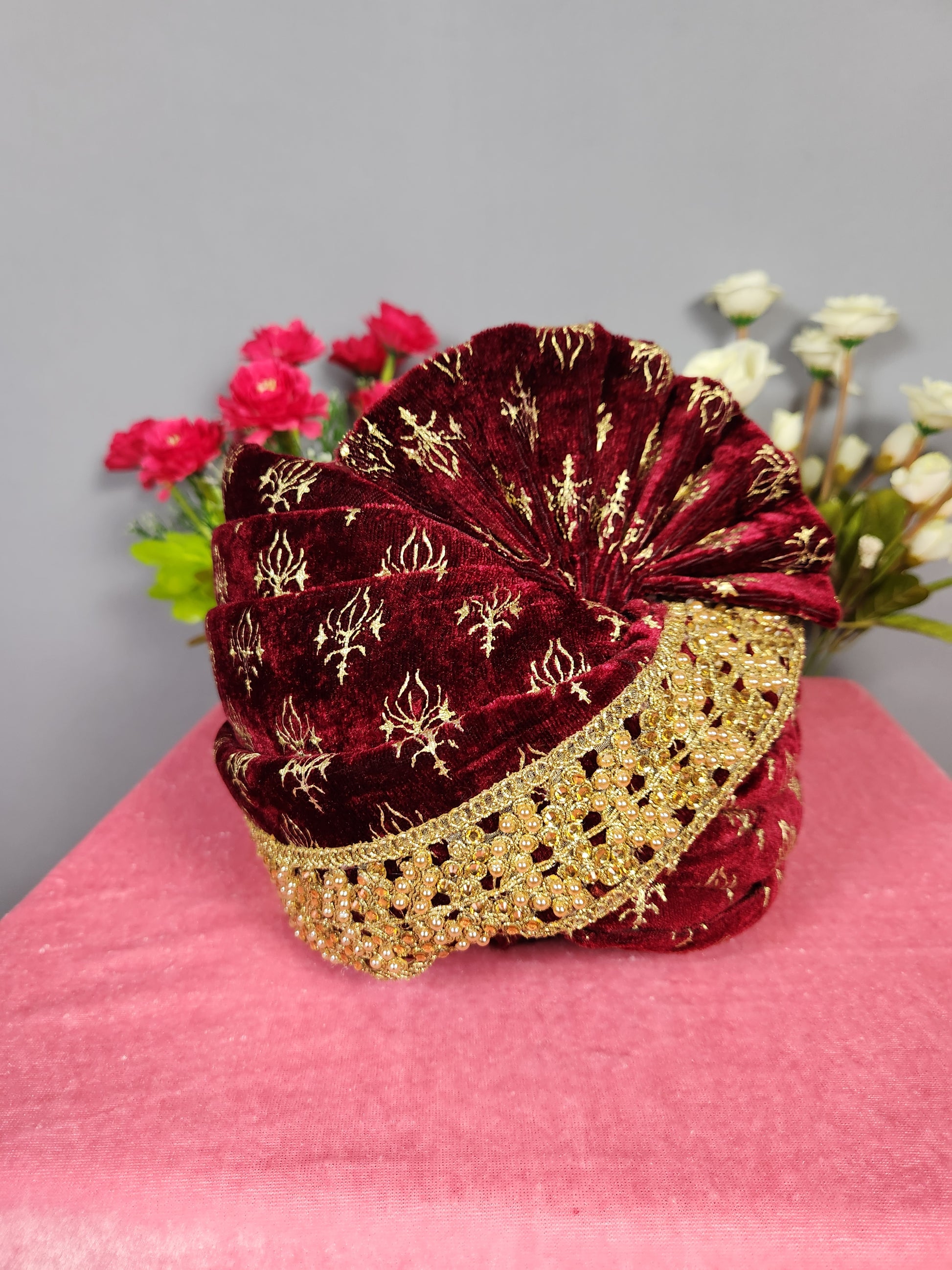 red groom turban shawl set