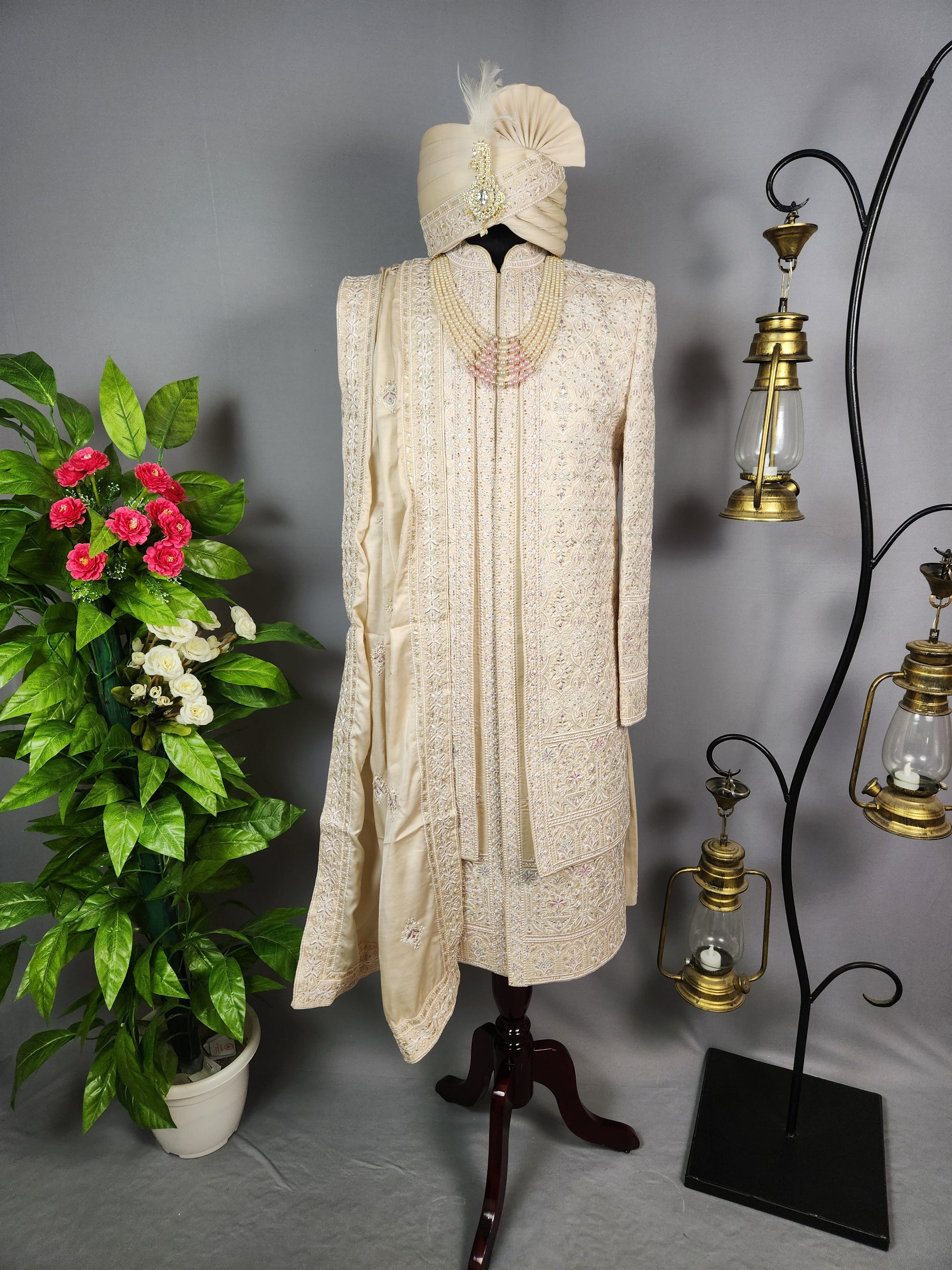 Rose Gold Sherwani for Groom  -   Indian Wedding Outfit for Men
