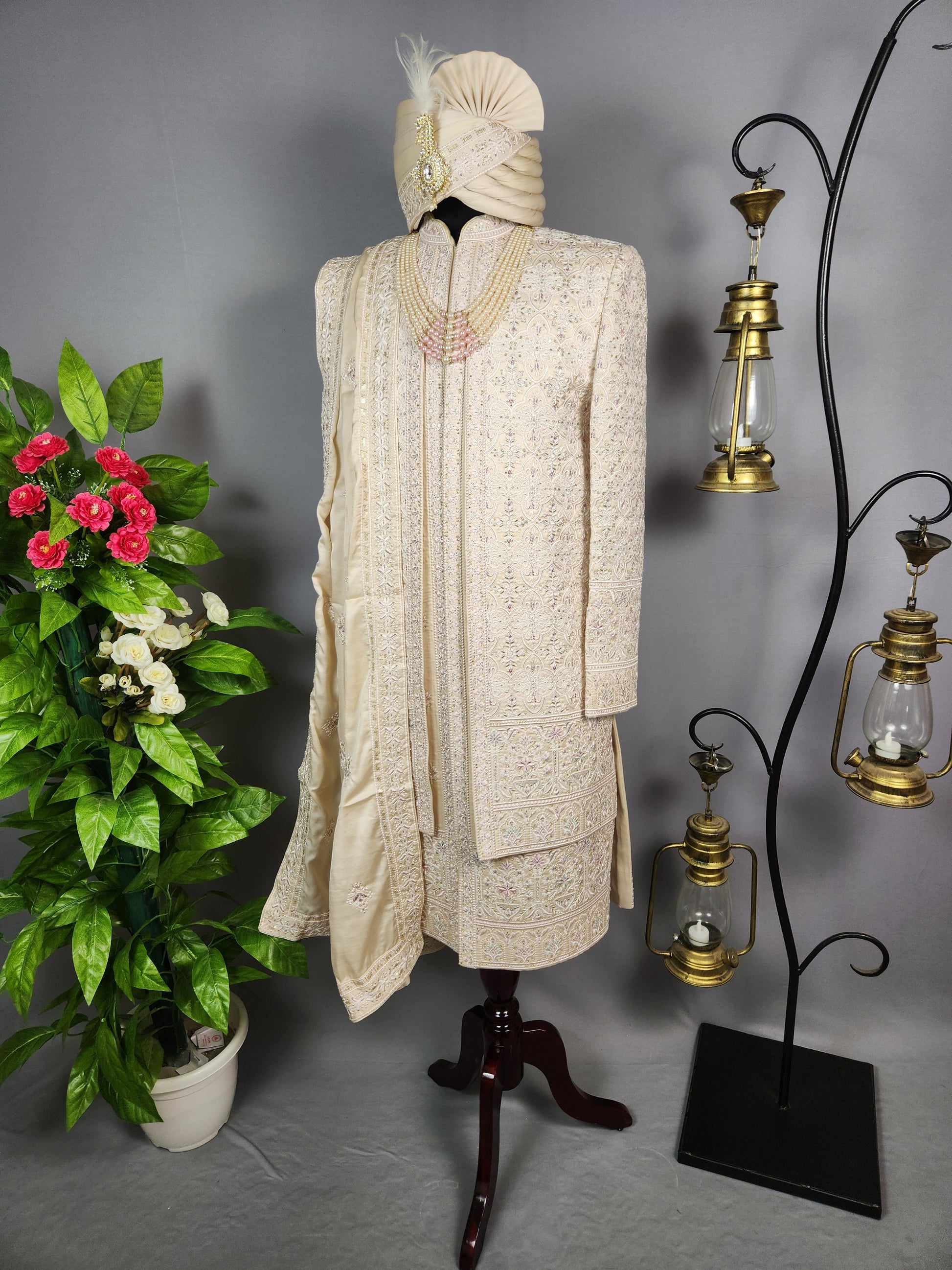Rose Gold Sherwani for Groom  -   Indian Wedding Outfit for Men
