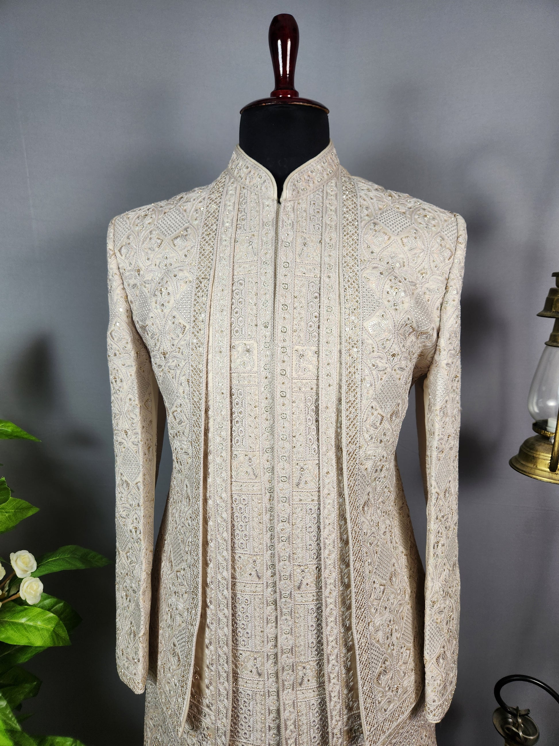 Rose Gold Sherwani for Groom  -   Indian Wedding Outfit for Men
