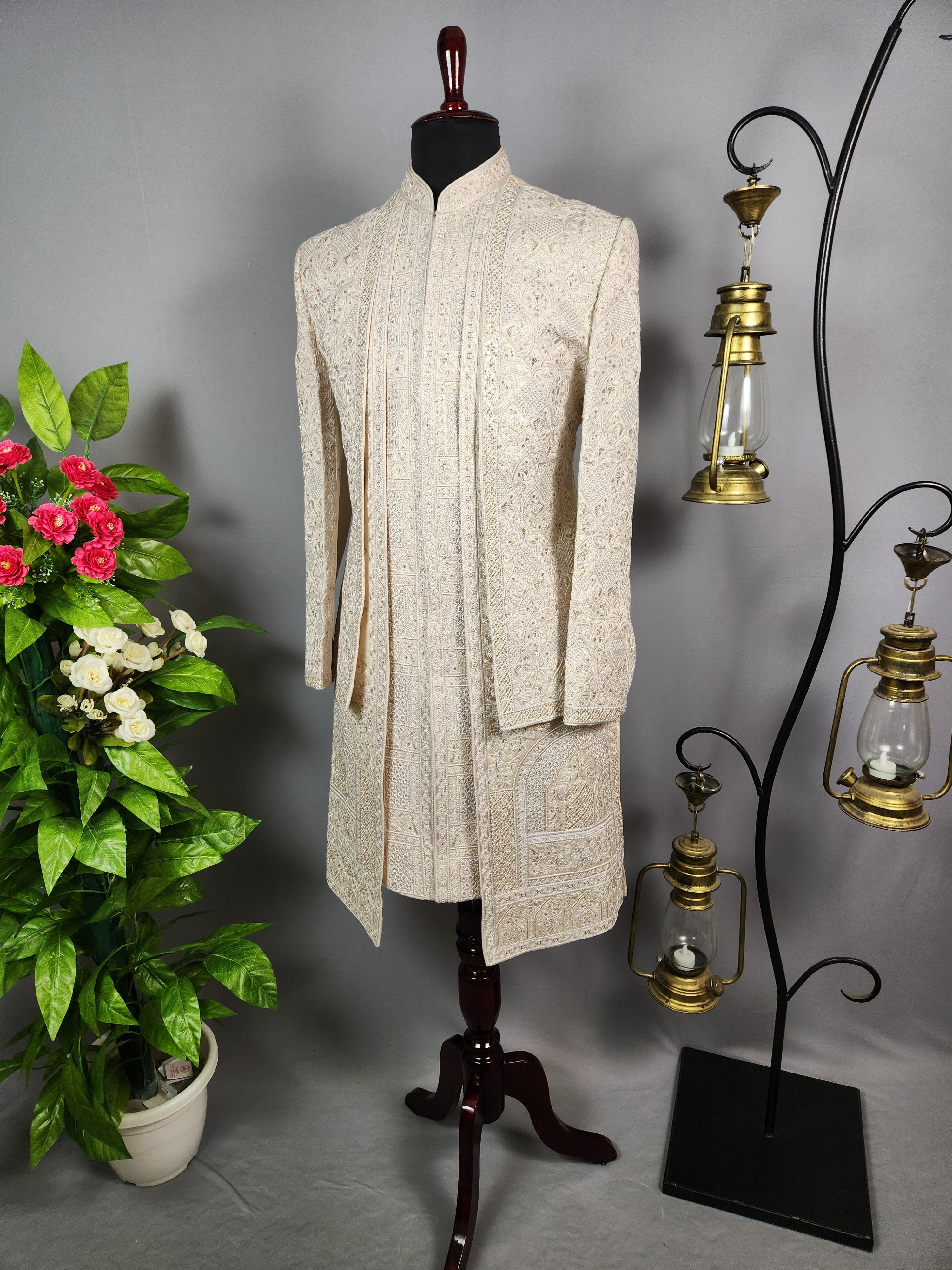 Rose Gold Sherwani for Groom  -   Indian Wedding Outfit for Men
