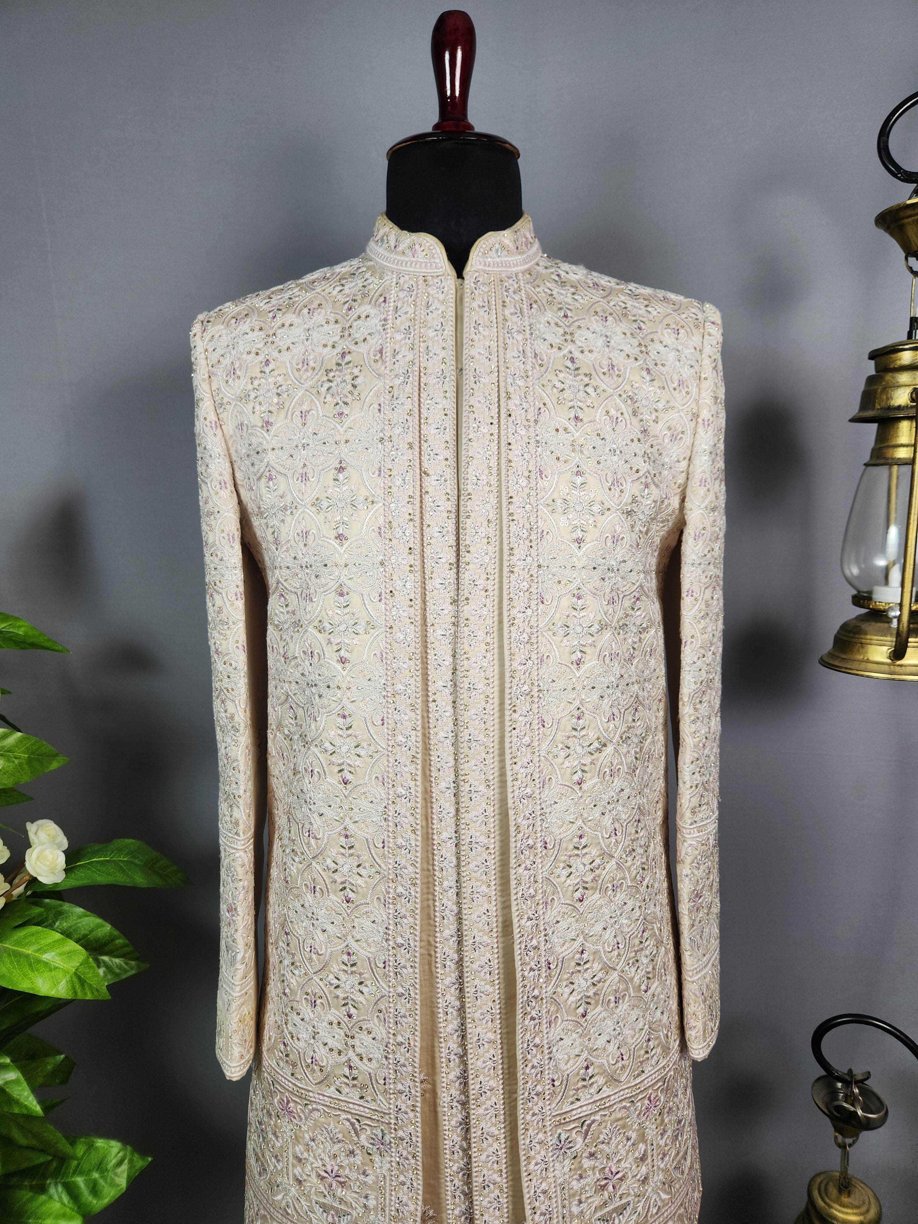 Rose Gold Sherwani for Groom  -   Indian Wedding Outfit for Men
