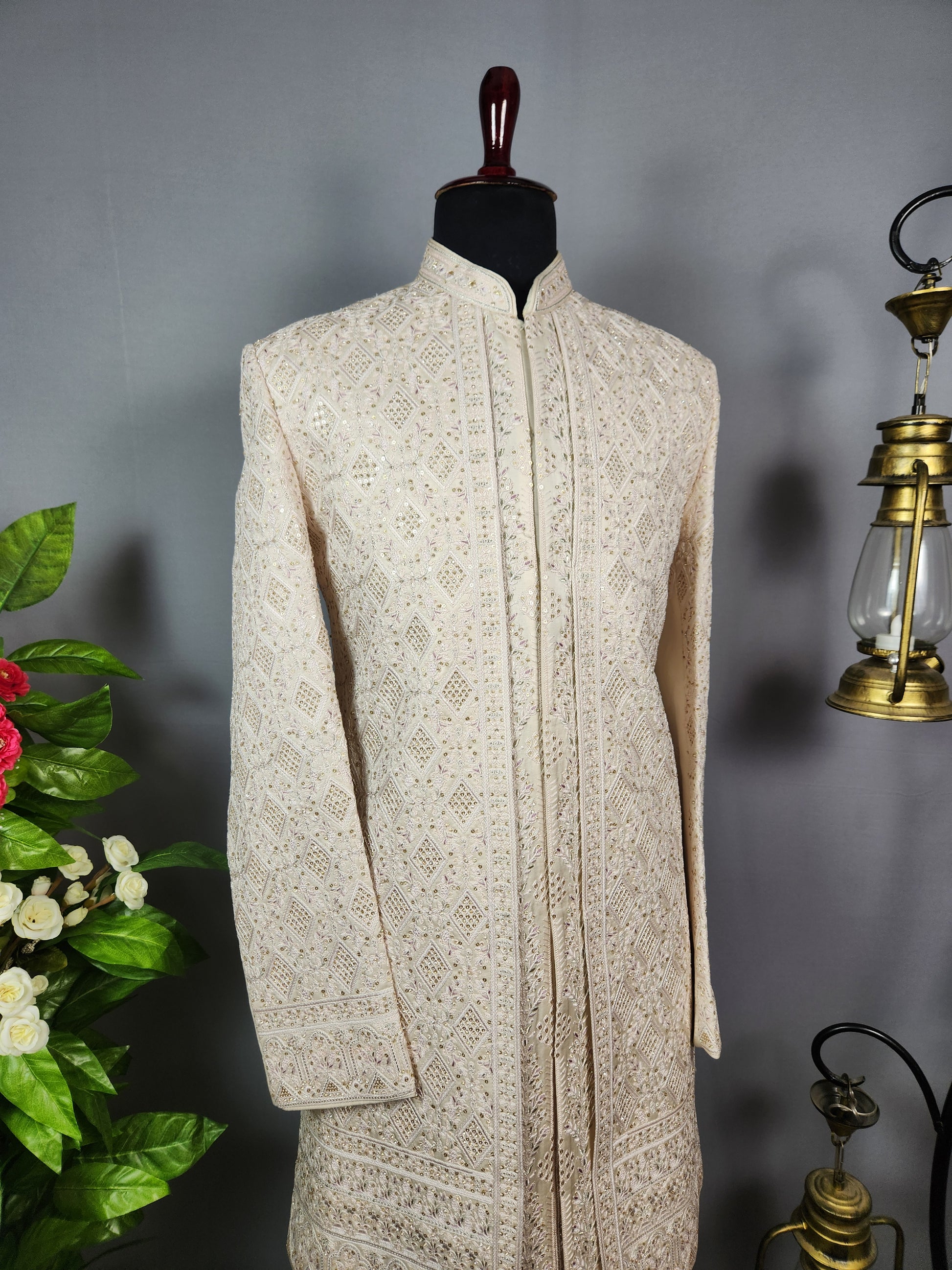Rose Gold Sherwani for Groom  -   Indian Wedding Outfit for Men
