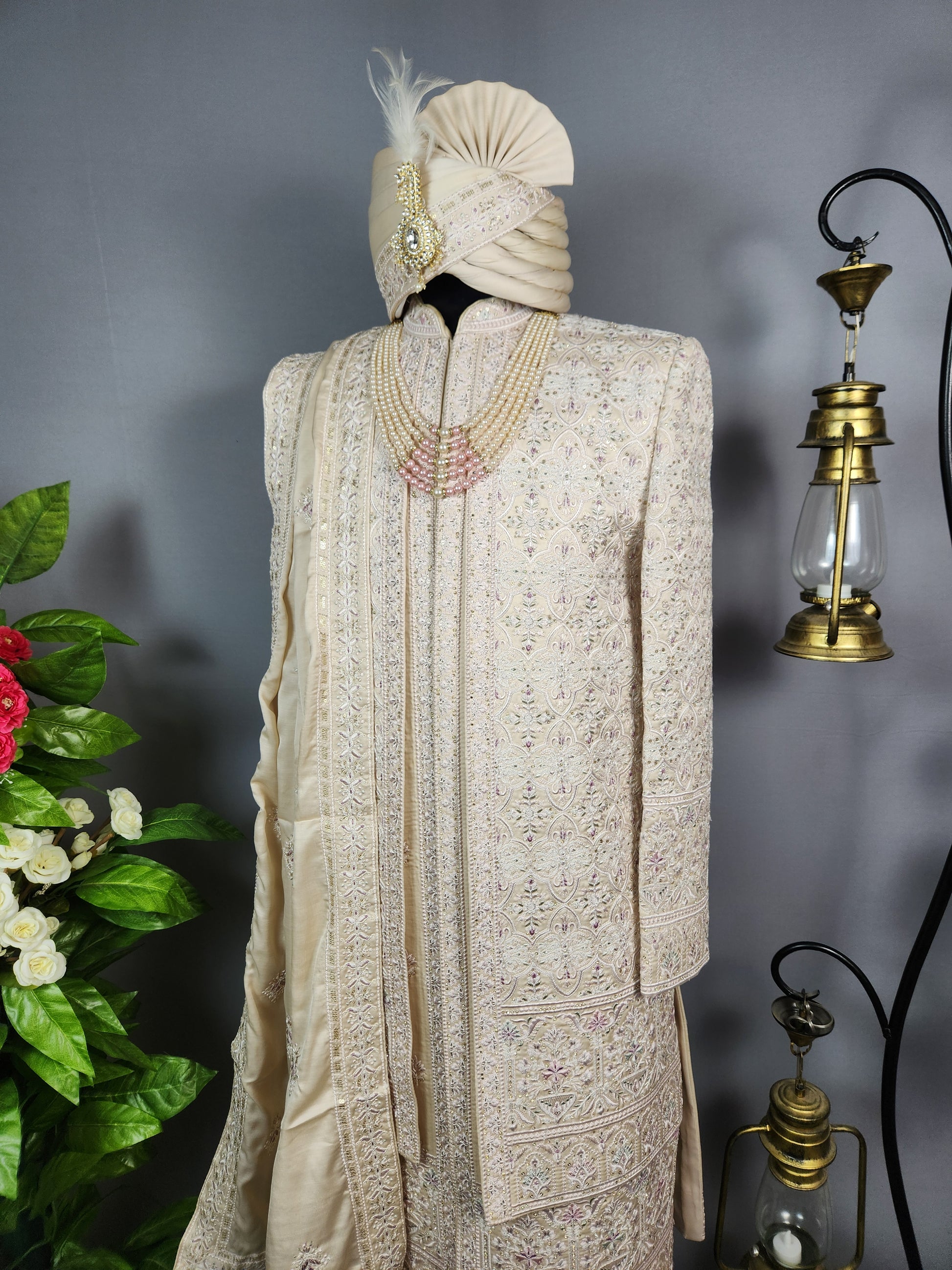 Rose Gold Sherwani for Groom  -   Indian Wedding Outfit for Men

