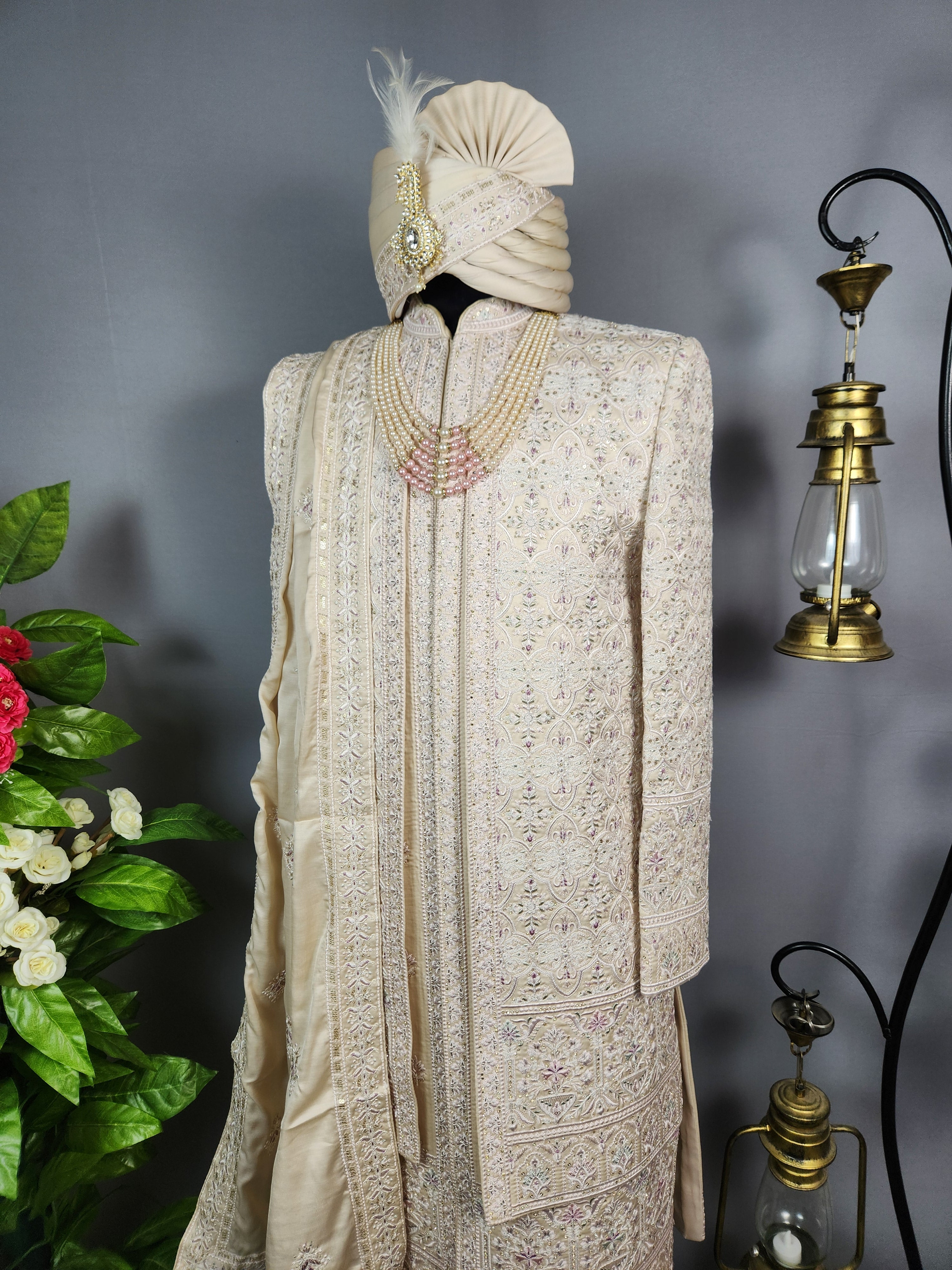 Rose Gold Sherwani for Groom  -   Indian Wedding Outfit for Men
