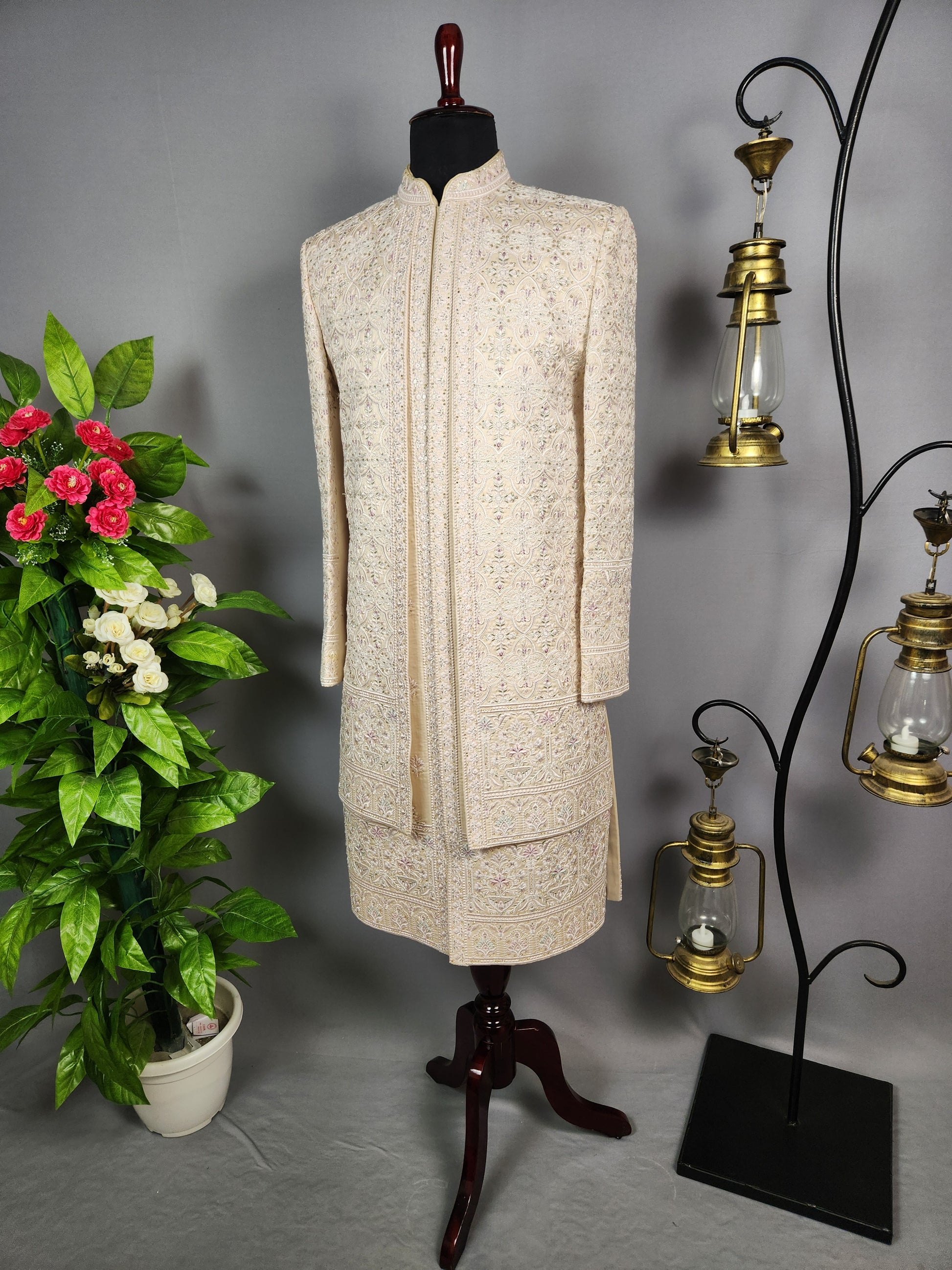 Rose Gold Sherwani for Groom  -   Indian Wedding Outfit for Men
