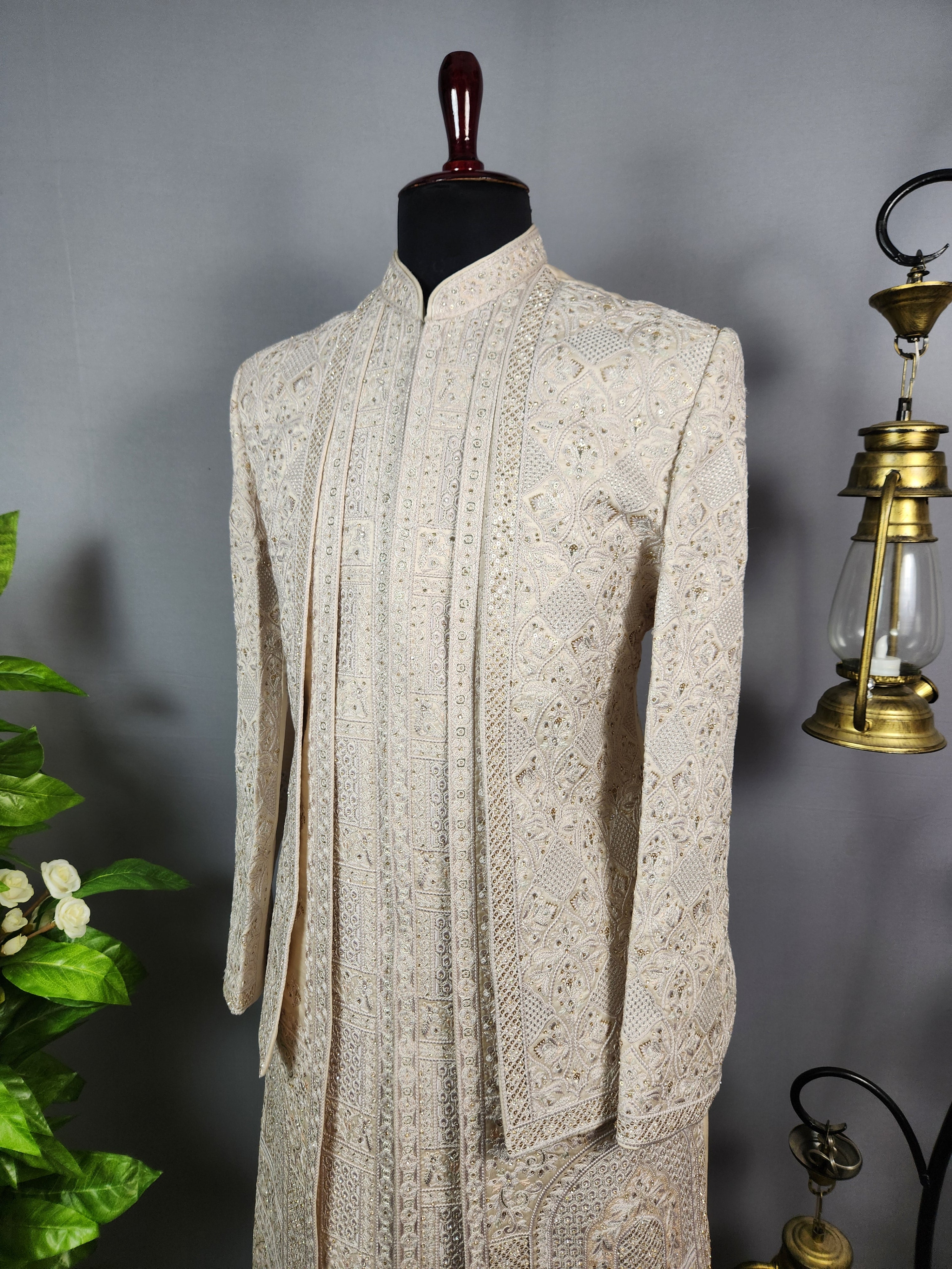 Rose Gold Sherwani for Groom  -   Indian Wedding Outfit for Men
