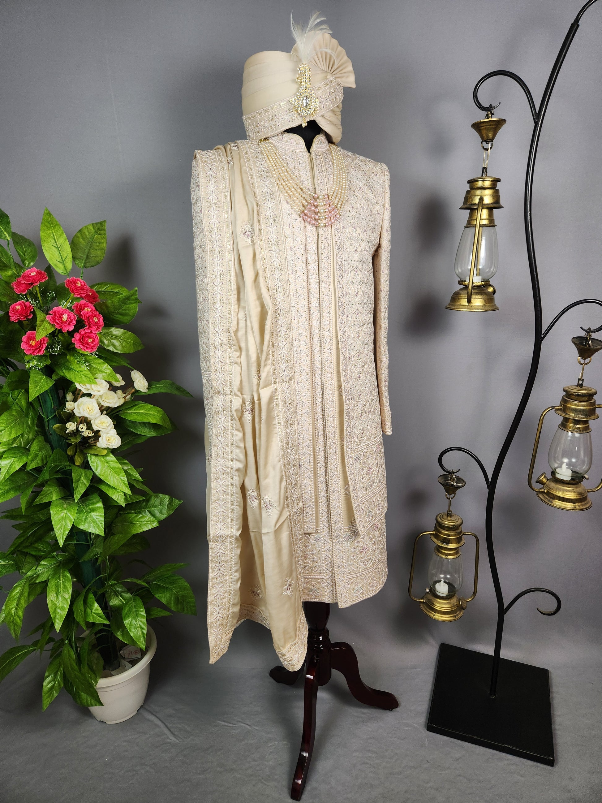 Rose Gold Sherwani for Groom  -   Indian Wedding Outfit for Men
