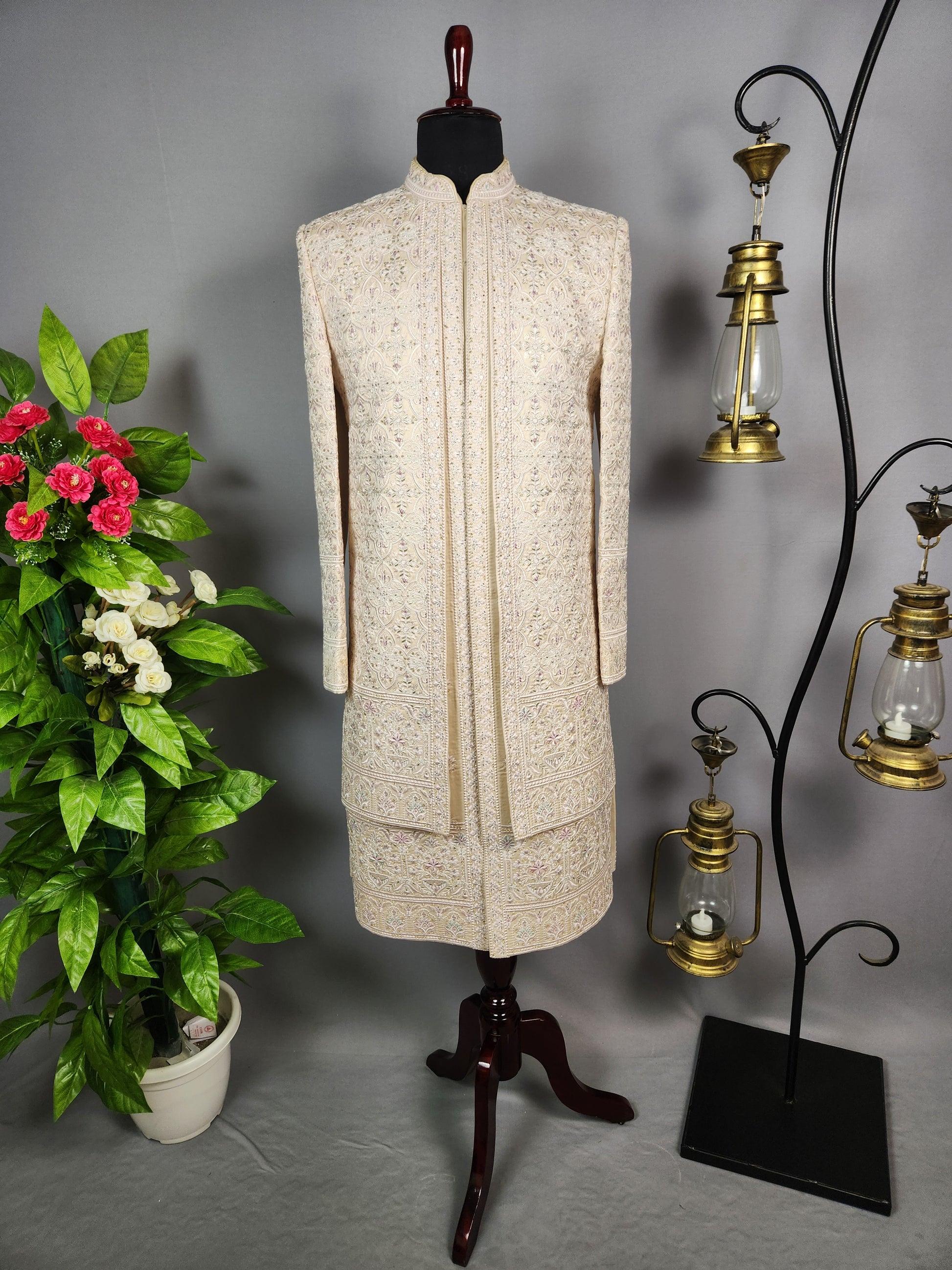 Rose Gold Sherwani for Groom  -   Indian Wedding Outfit for Men

