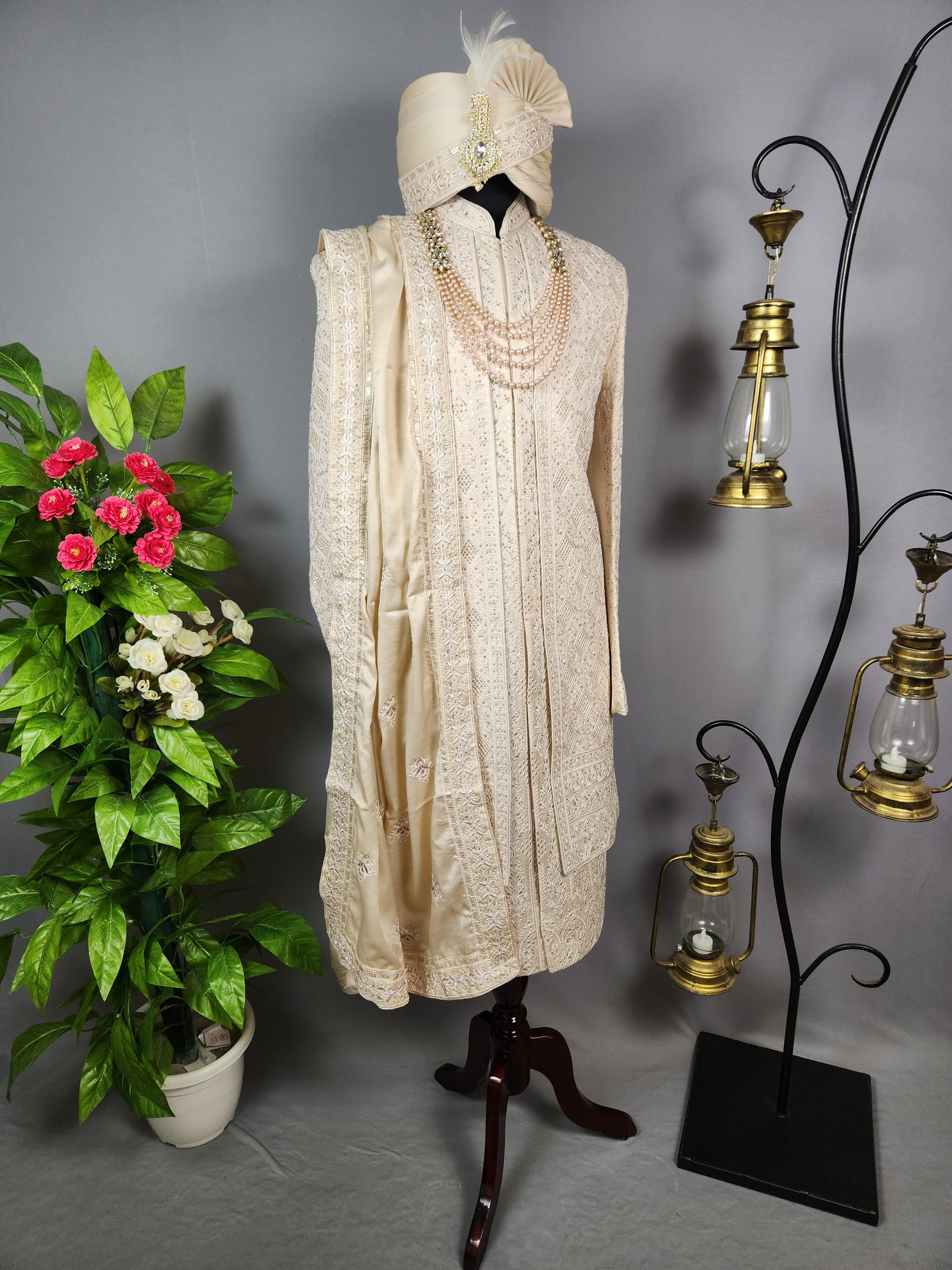 Rose Gold Sherwani for Groom  -   Indian Wedding Outfit for Men
