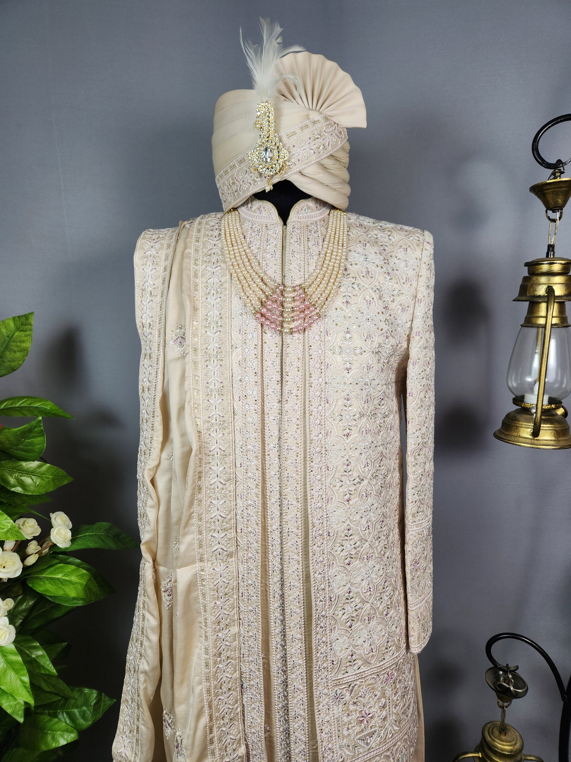 Rose Gold Sherwani for Groom  -   Indian Wedding Outfit for Men
