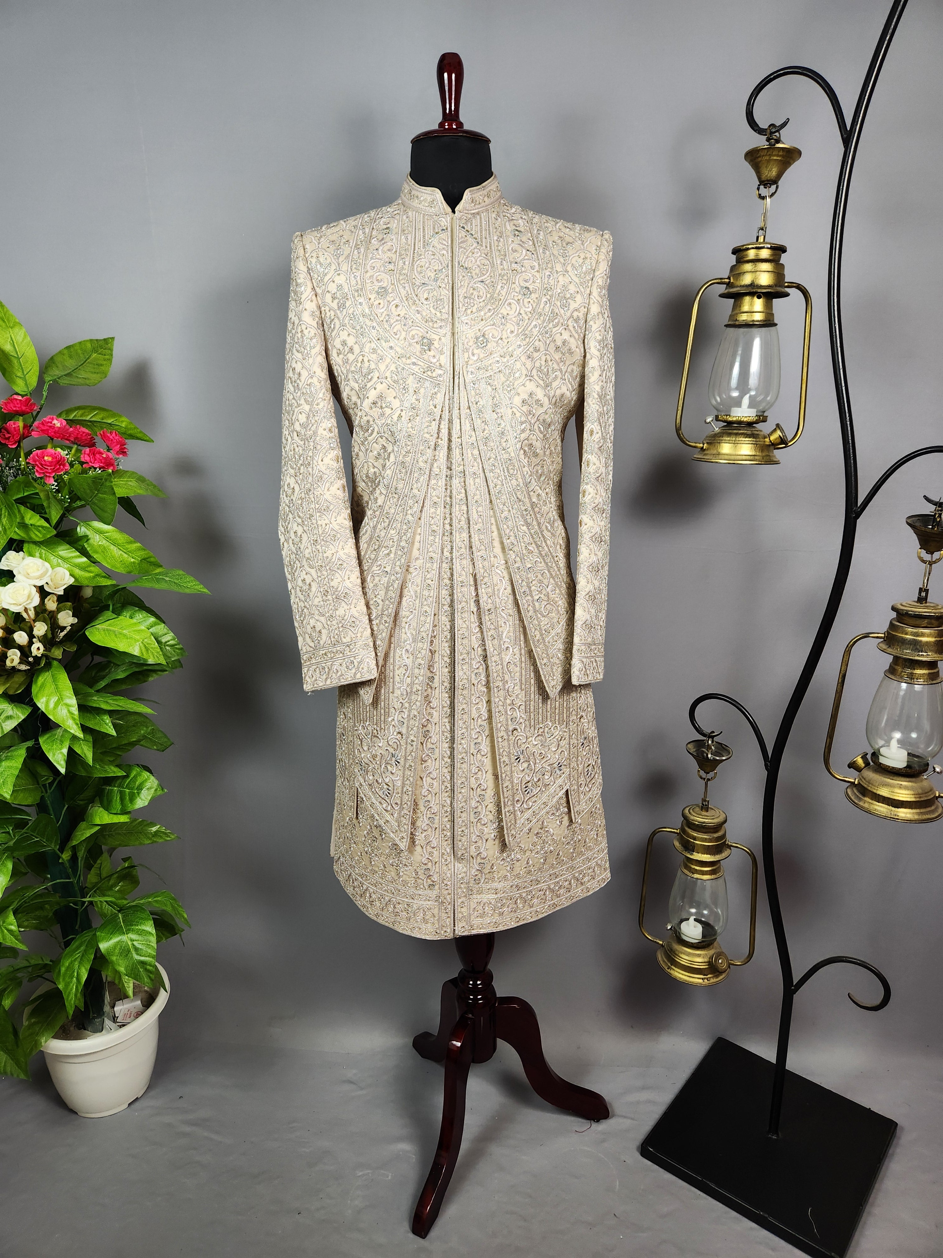 Rose Gold Wedding Groom Sherwani - 3 layer | Sherwani For Men