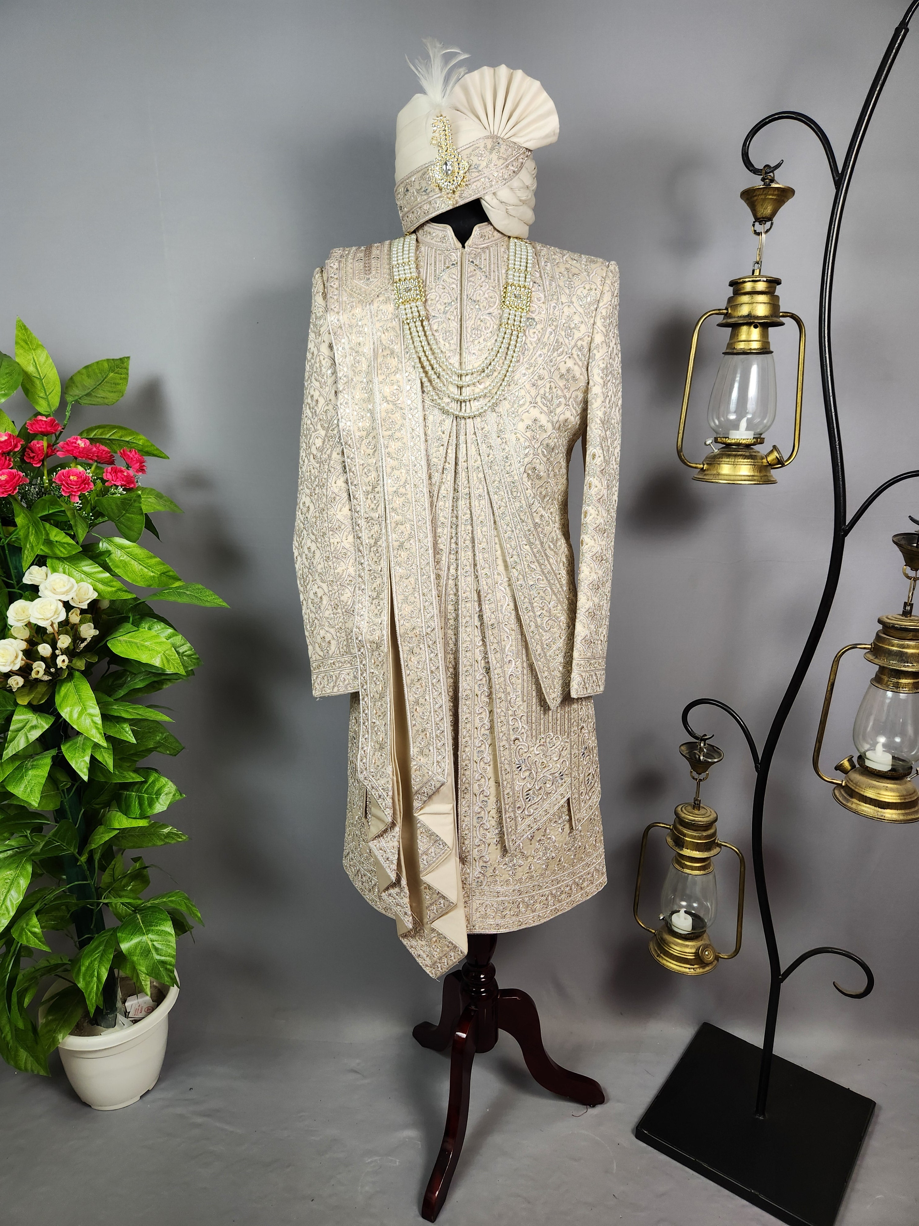 Rose Gold Wedding Groom Sherwani - 3 layer | Sherwani For Men