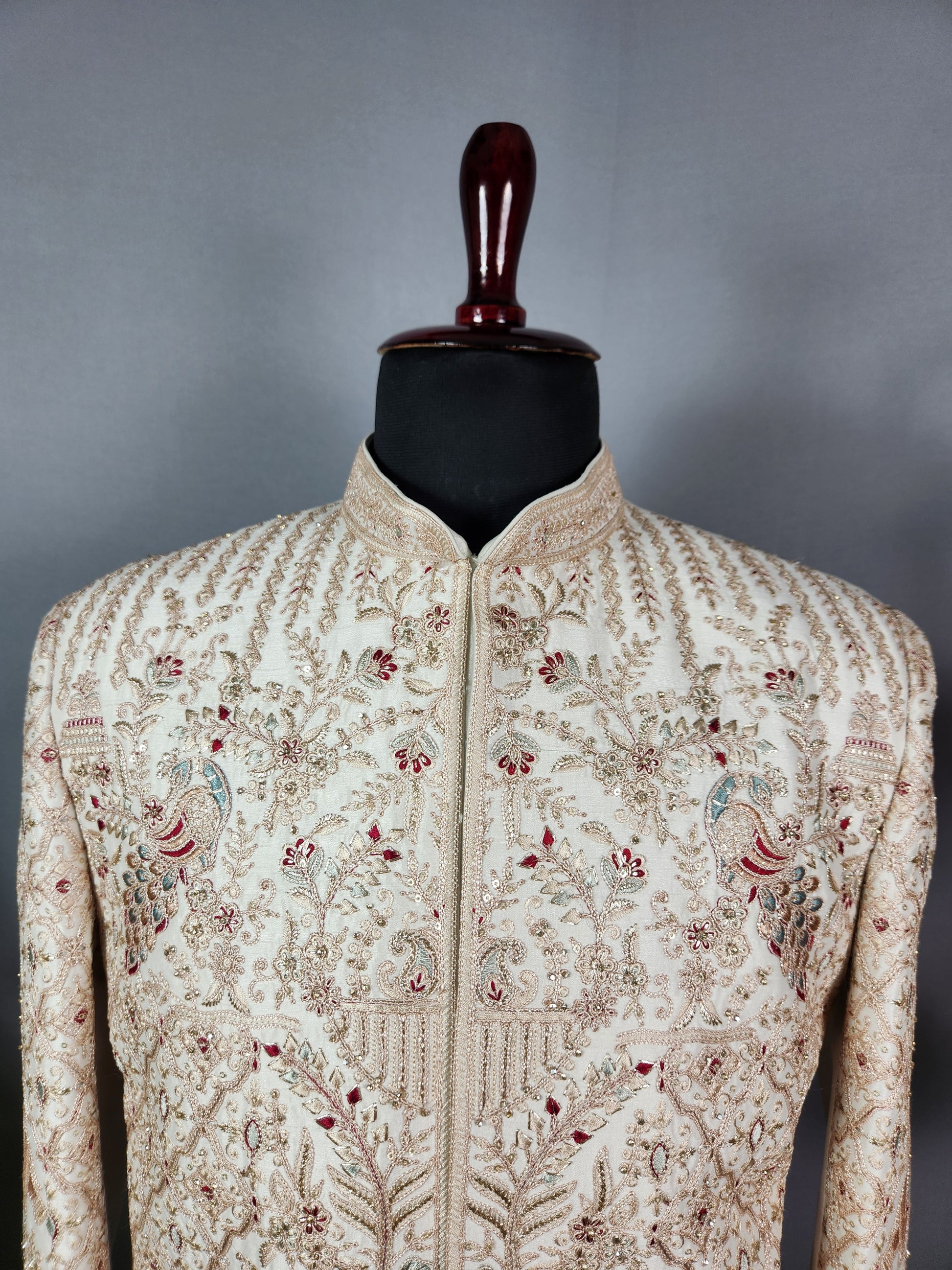 Rose Gold Sherwani for Groom Peacock Design -   Indian Wedding Outfit for Men
