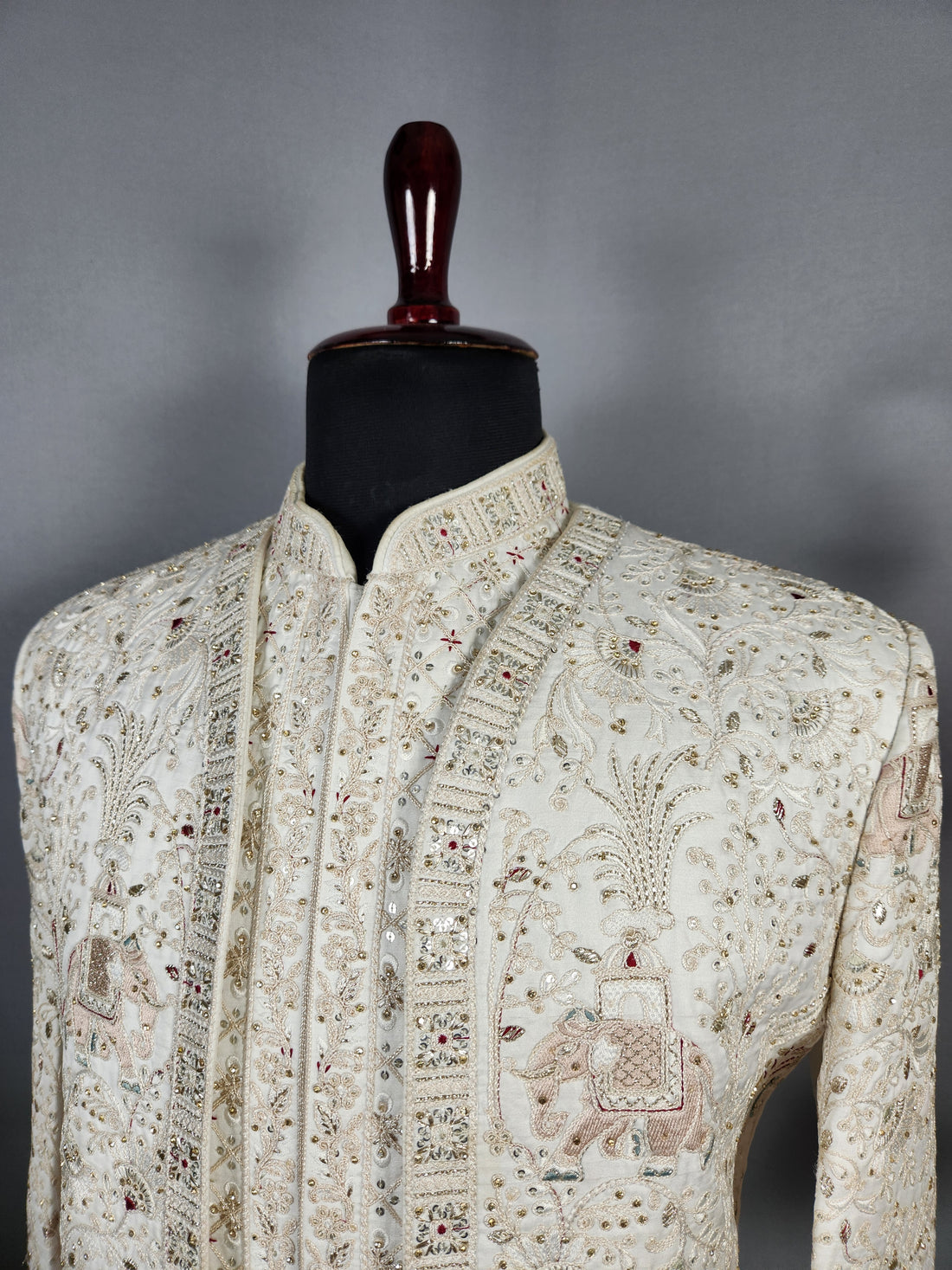 White Sherwani for Groom Peacock Design -   Indian Wedding Outfit for Men
