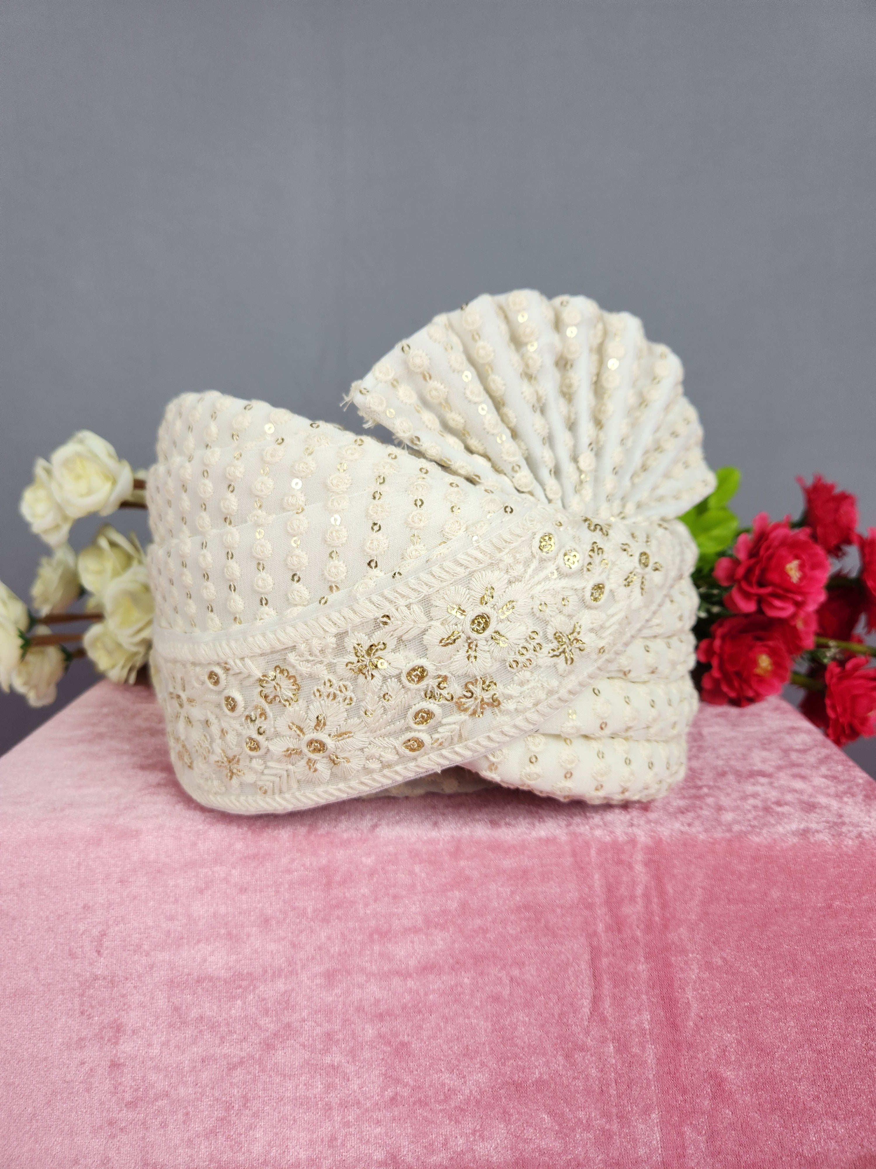 White Groom Turban For Sherwani