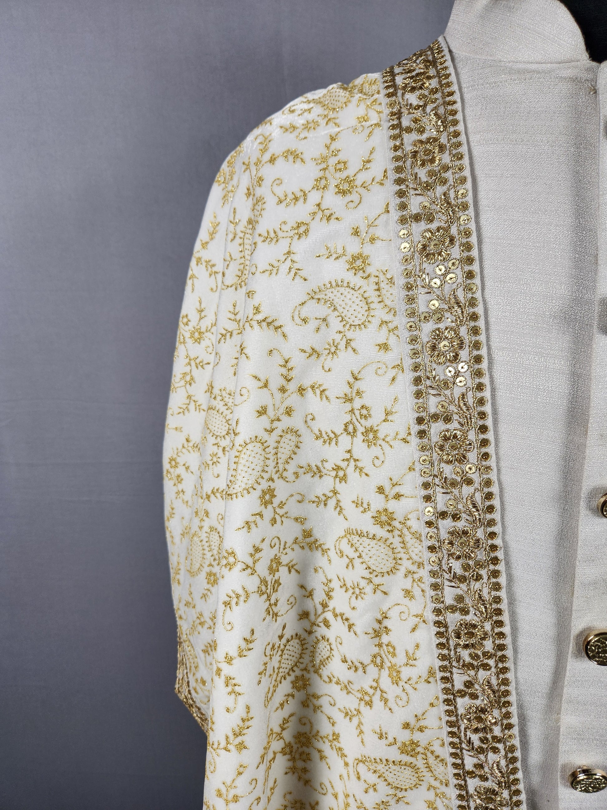 White Groom Stole WITH Gold Printed