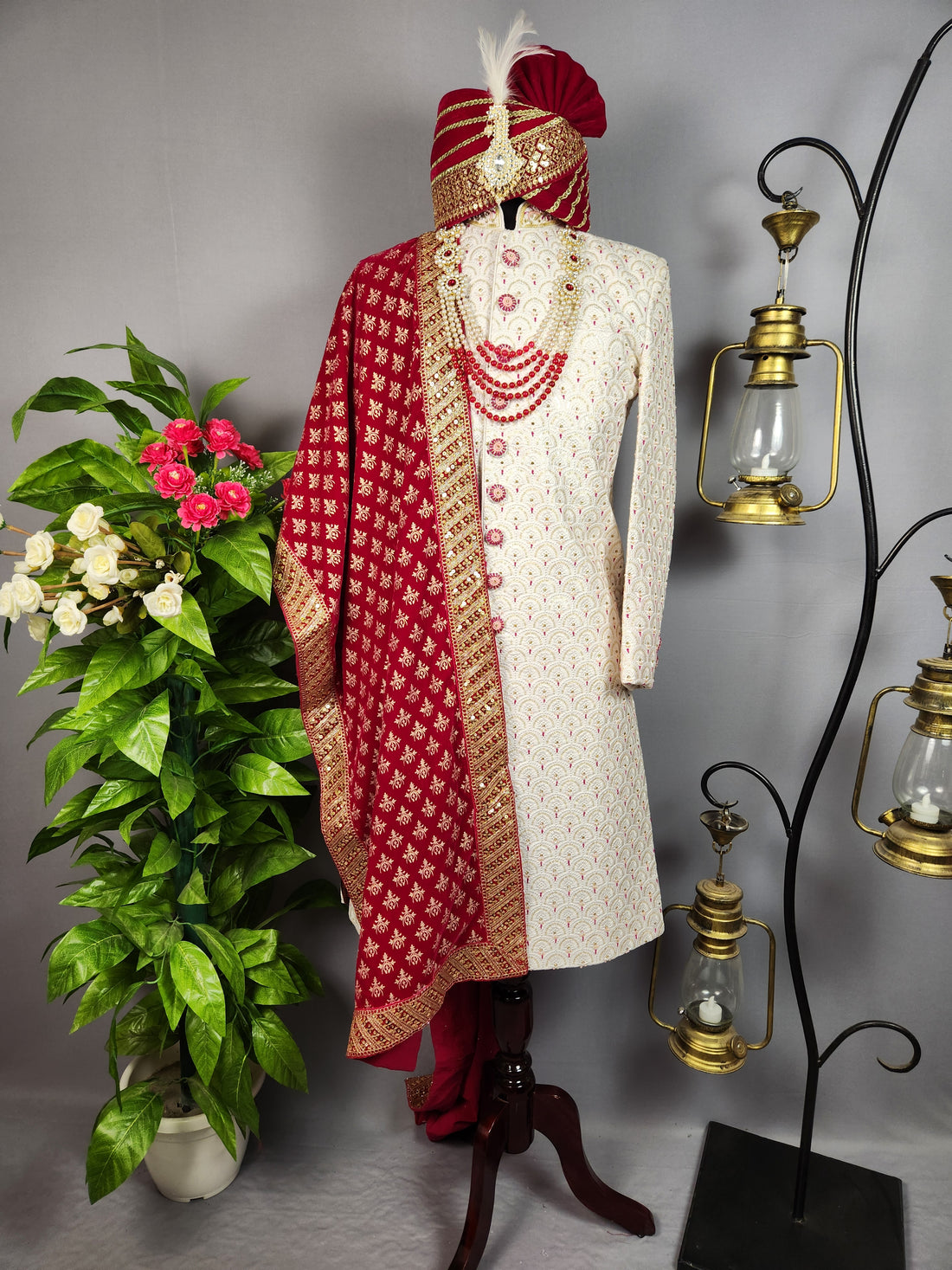 White Sherwani for Groom  -   Indian Wedding Outfit for Men
