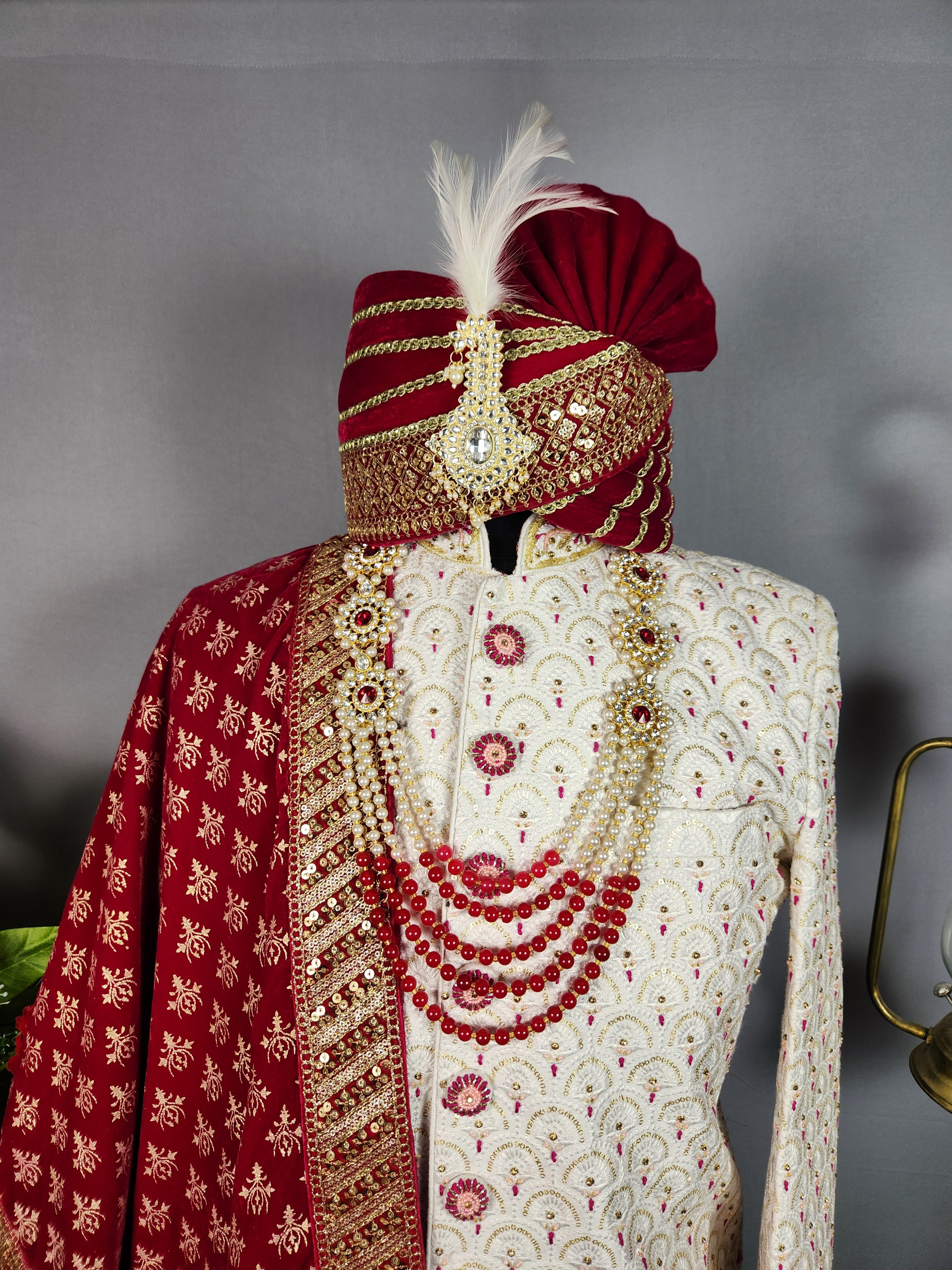 White Sherwani for Groom  -   Indian Wedding Outfit for Men
