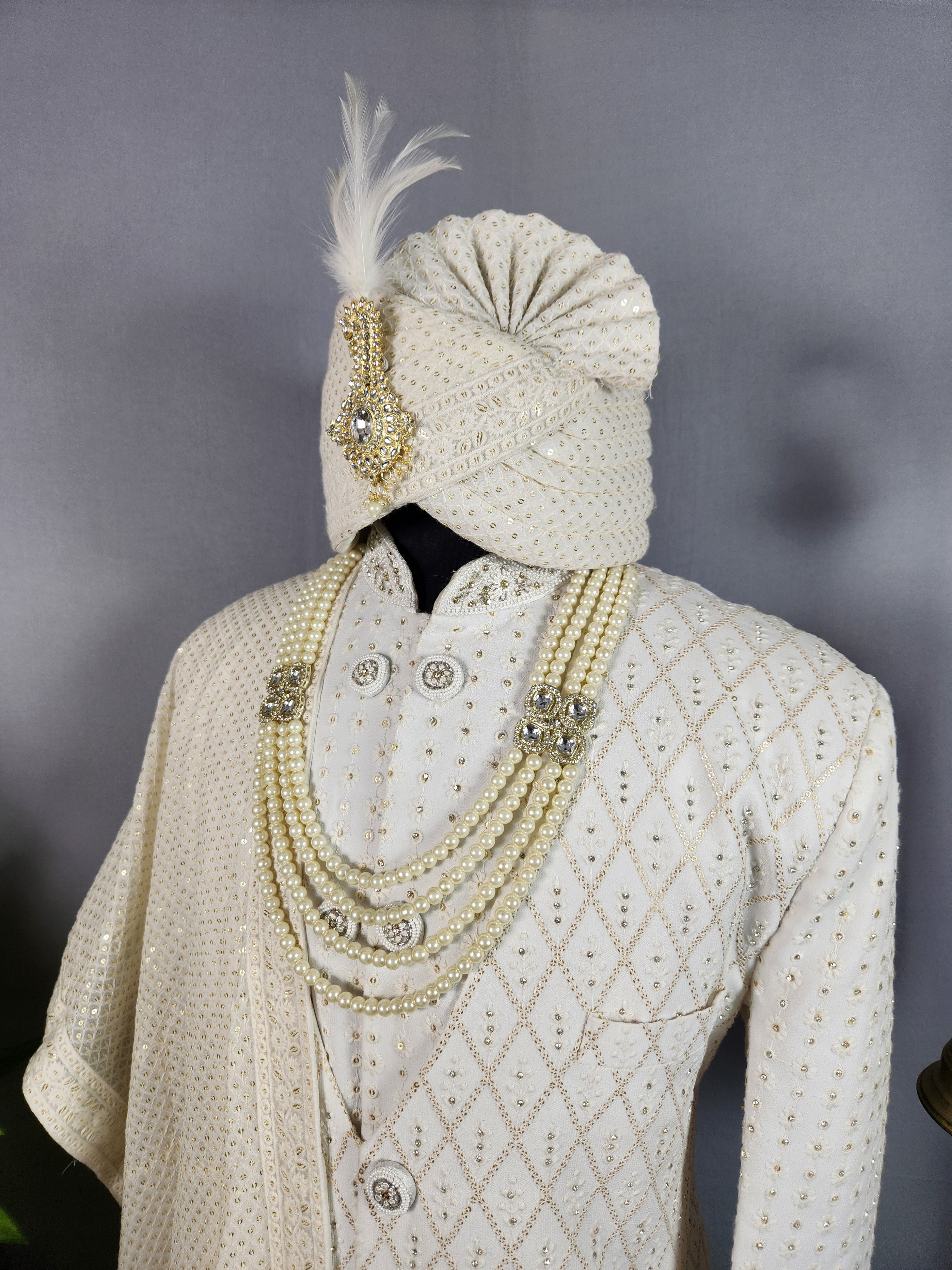 White Sherwani for Groom  -   Indian Wedding Outfit for Men

