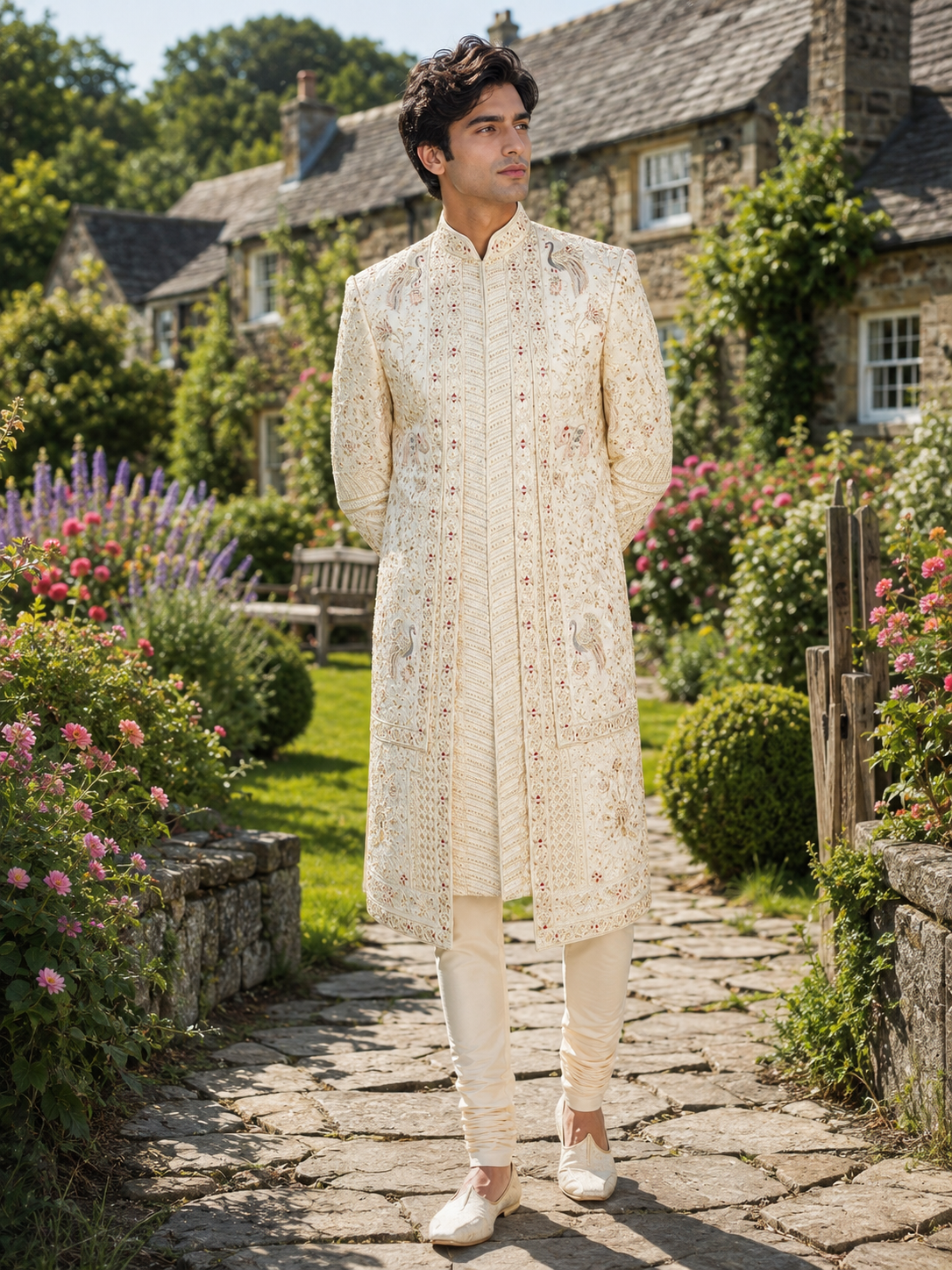 Luxury White Wedding Groom Sherwani  | Sherwani For Men
