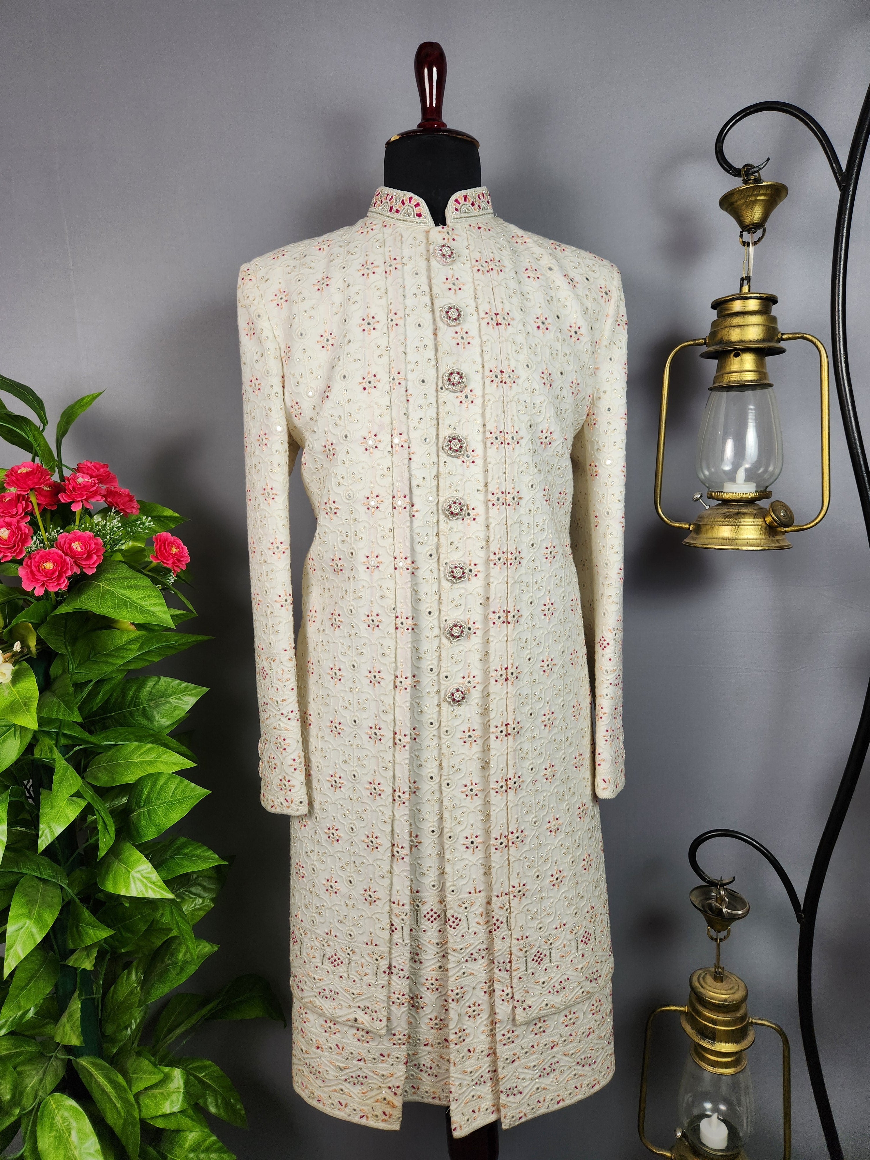 White Sherwani for Groom  -   Indian Wedding Outfit for Men
