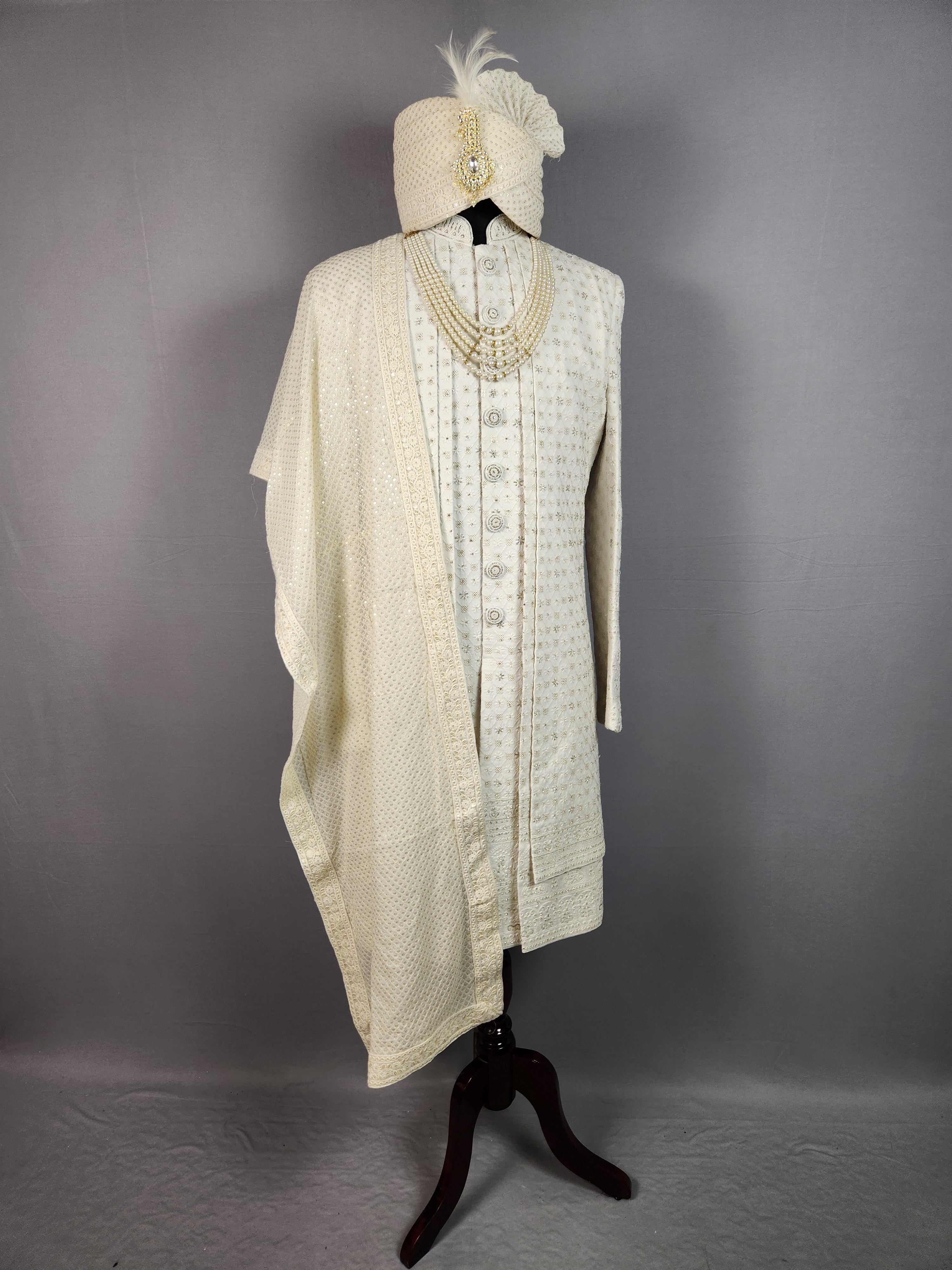 White Wedding Groom Sherwani - Sherwani For Men 
