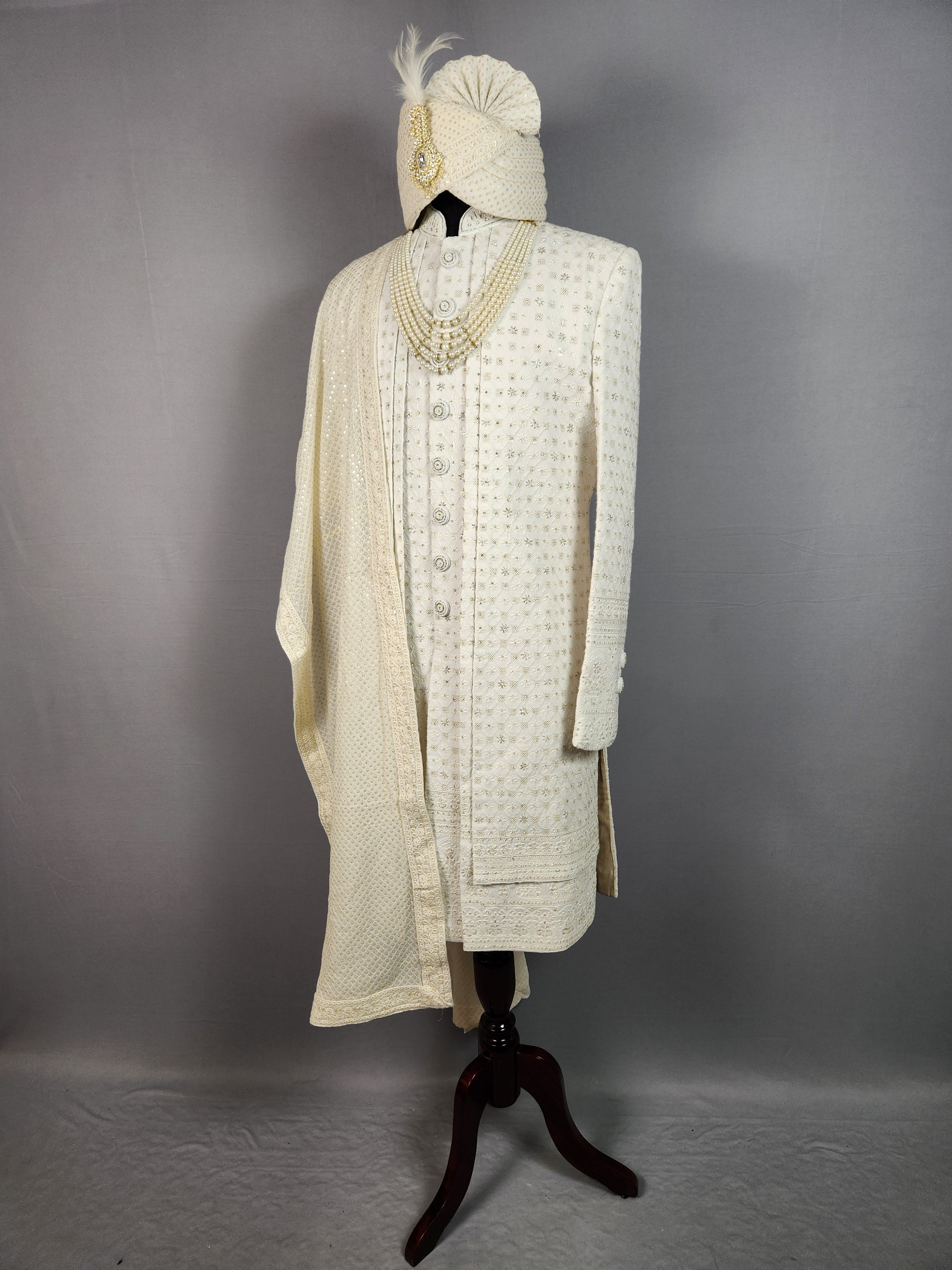 White Wedding Groom Sherwani - Sherwani For Men 
