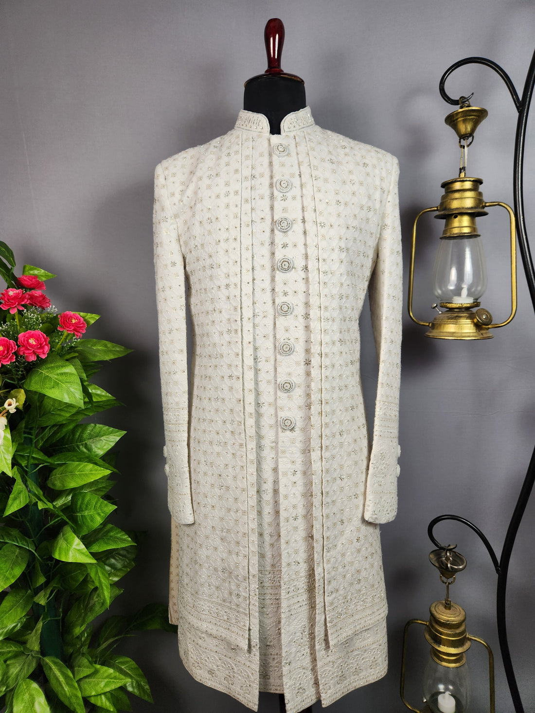 White Wedding Groom Sherwani - Sherwani For Men 
