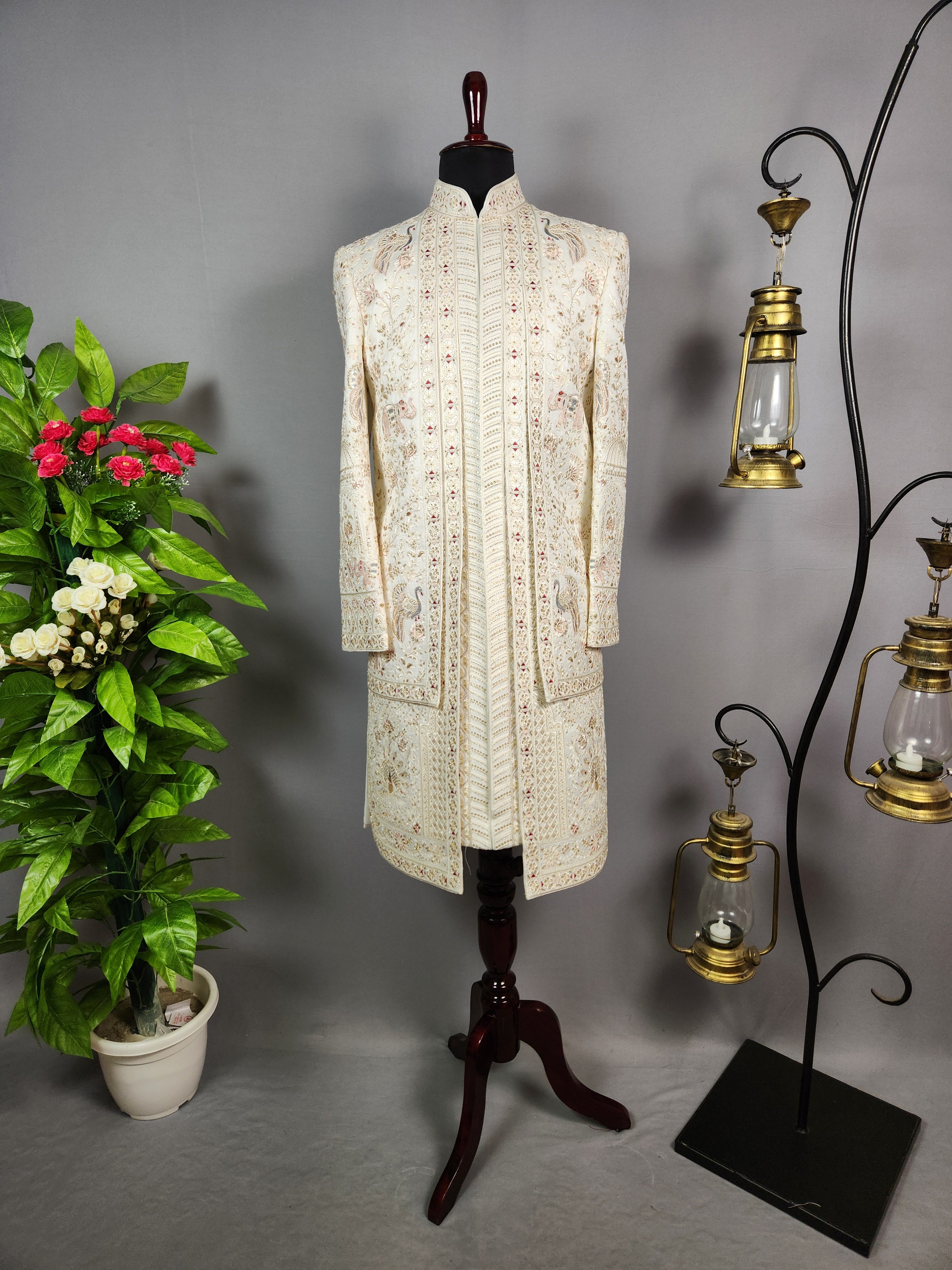Luxury White Wedding Groom Sherwani  | Sherwani For Men