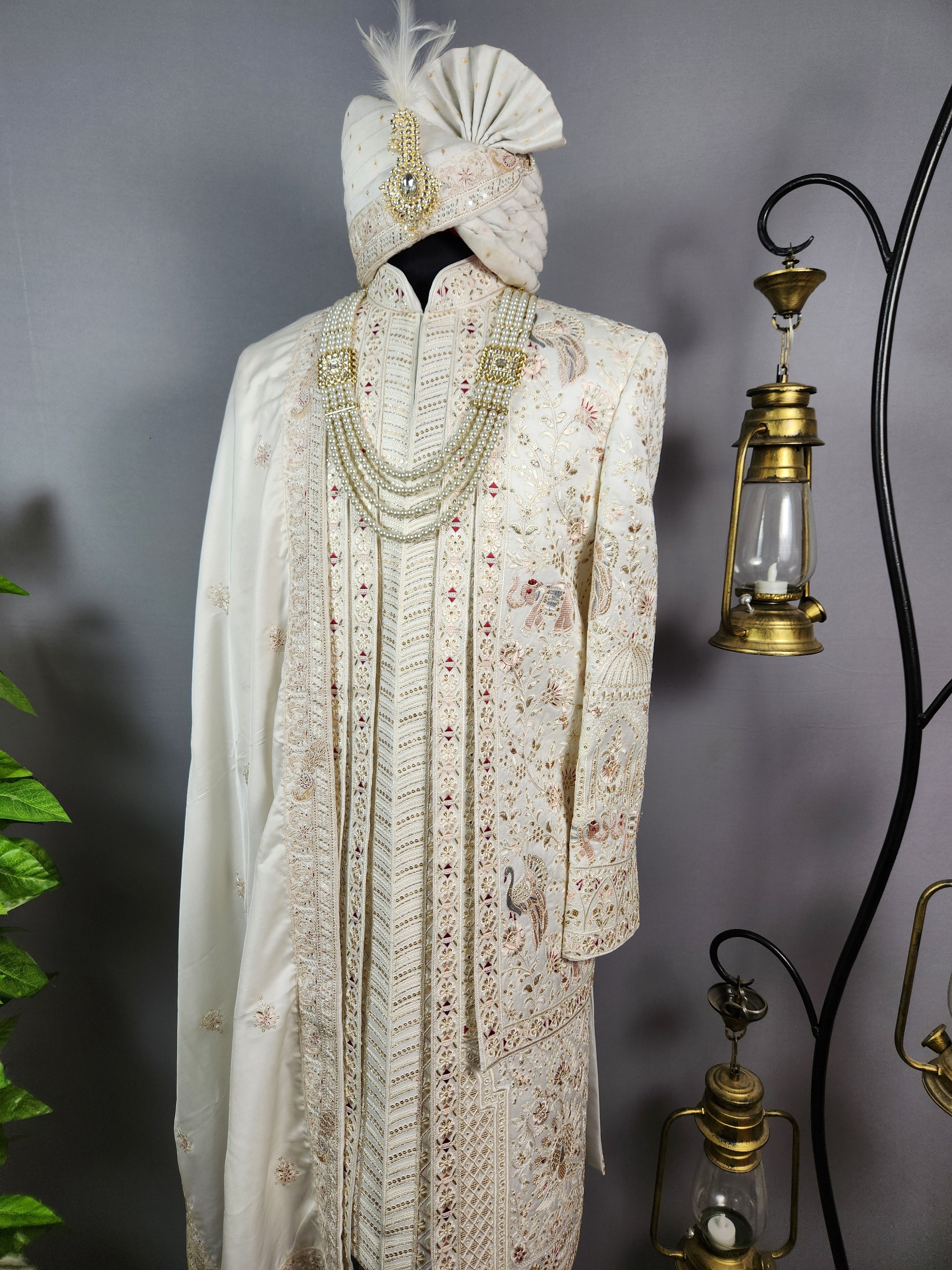 Luxury White Wedding Groom Sherwani  | Sherwani For Men
